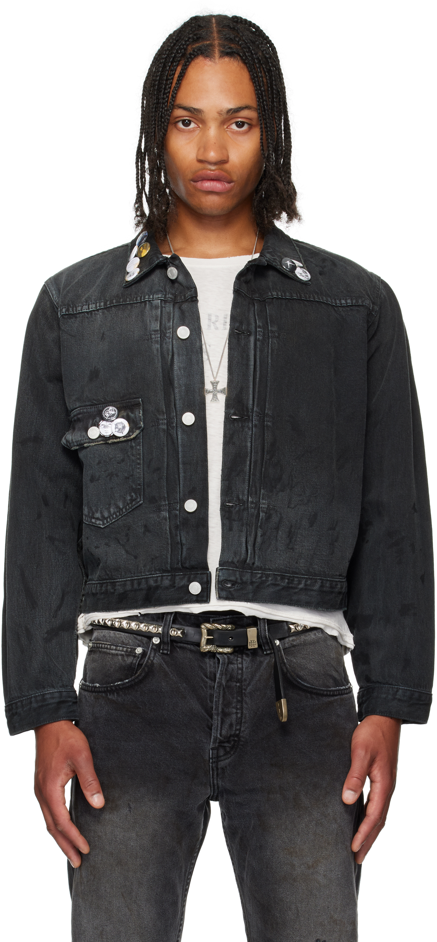 Black Type VII Pin Assemblage Denim Jacket