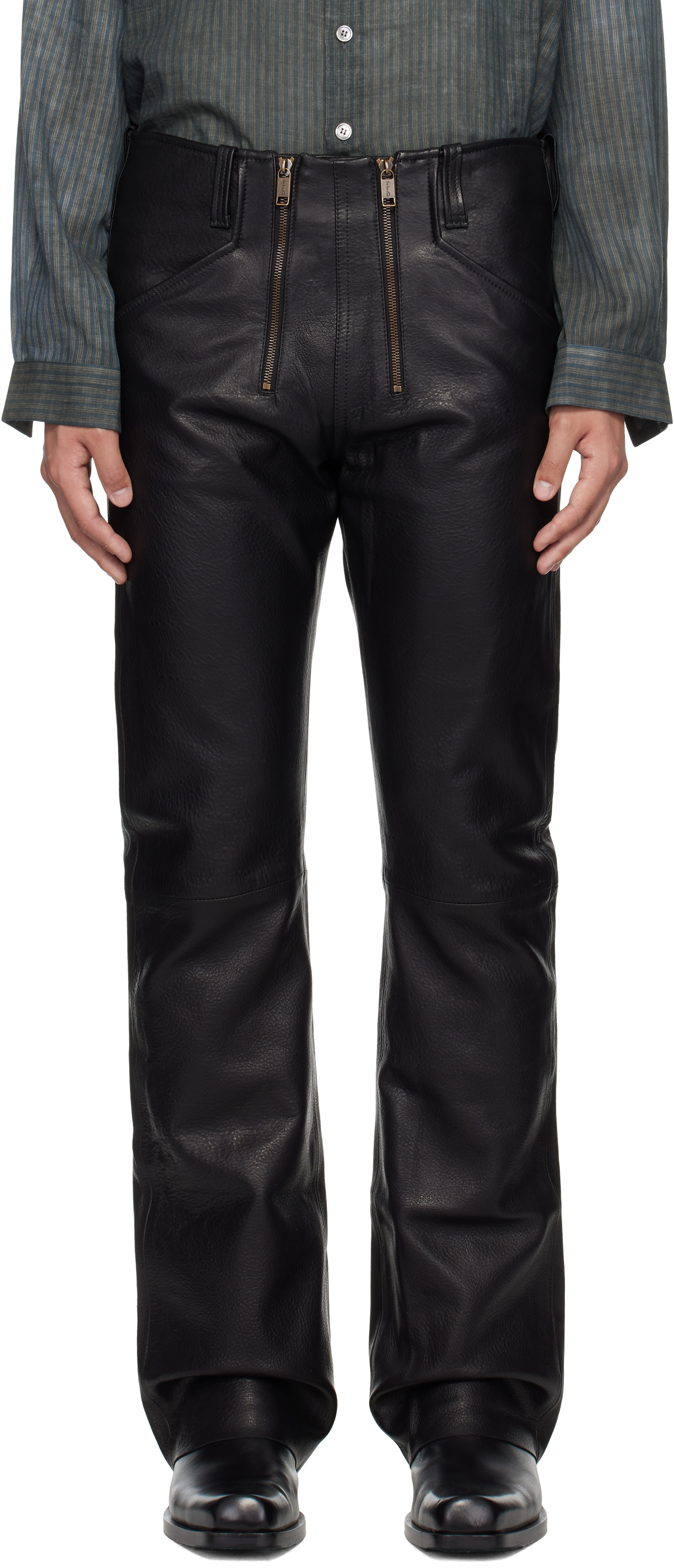 Black German Engineering Leather Pants