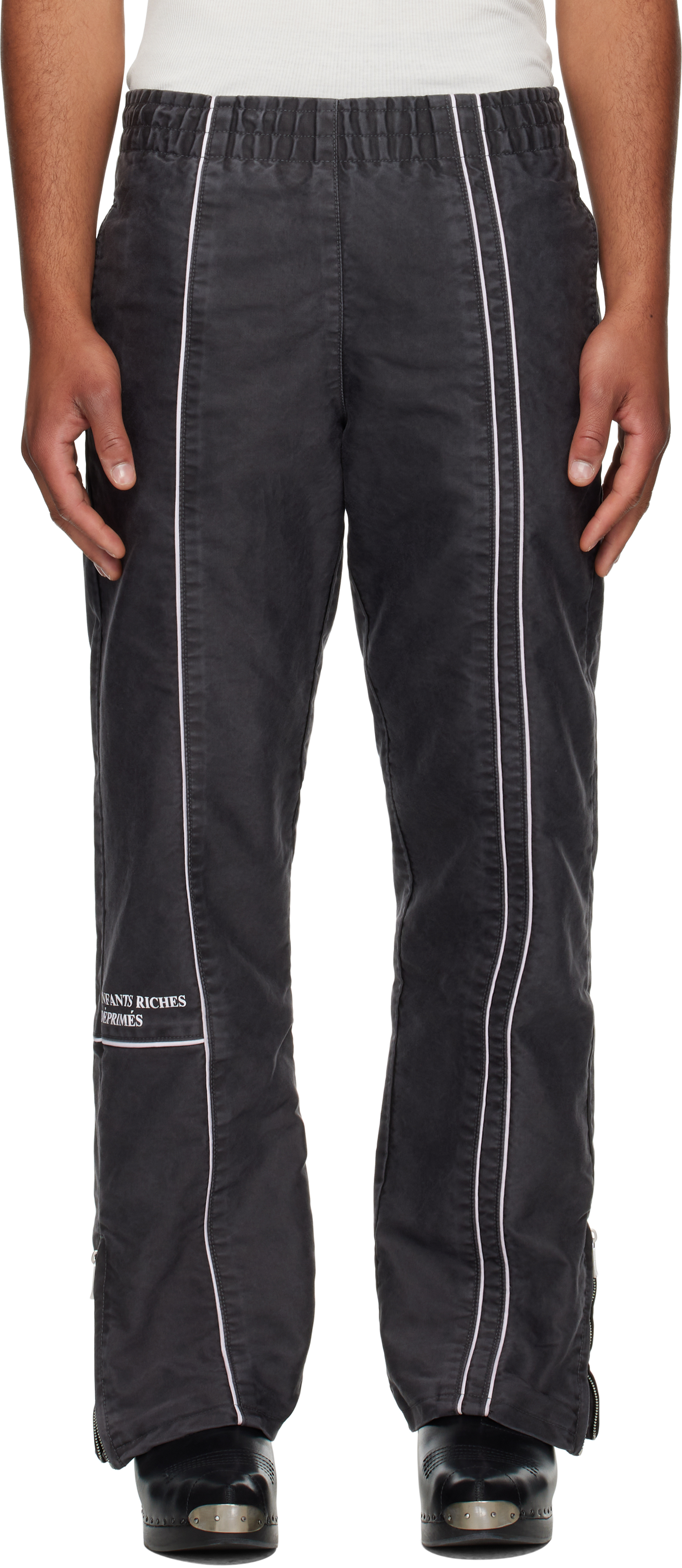 Black Paneled Track Pants