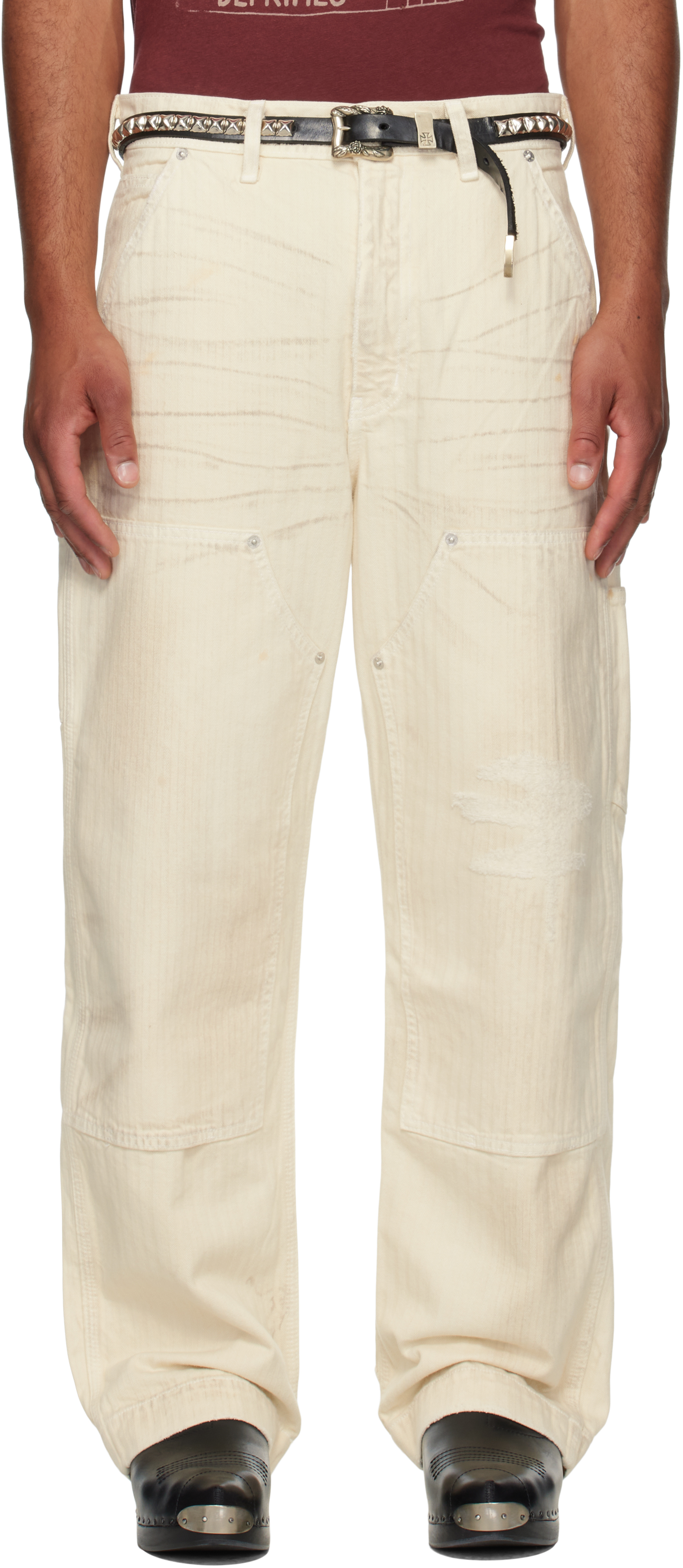 Off-White Double Knee Paint Denim Trousers