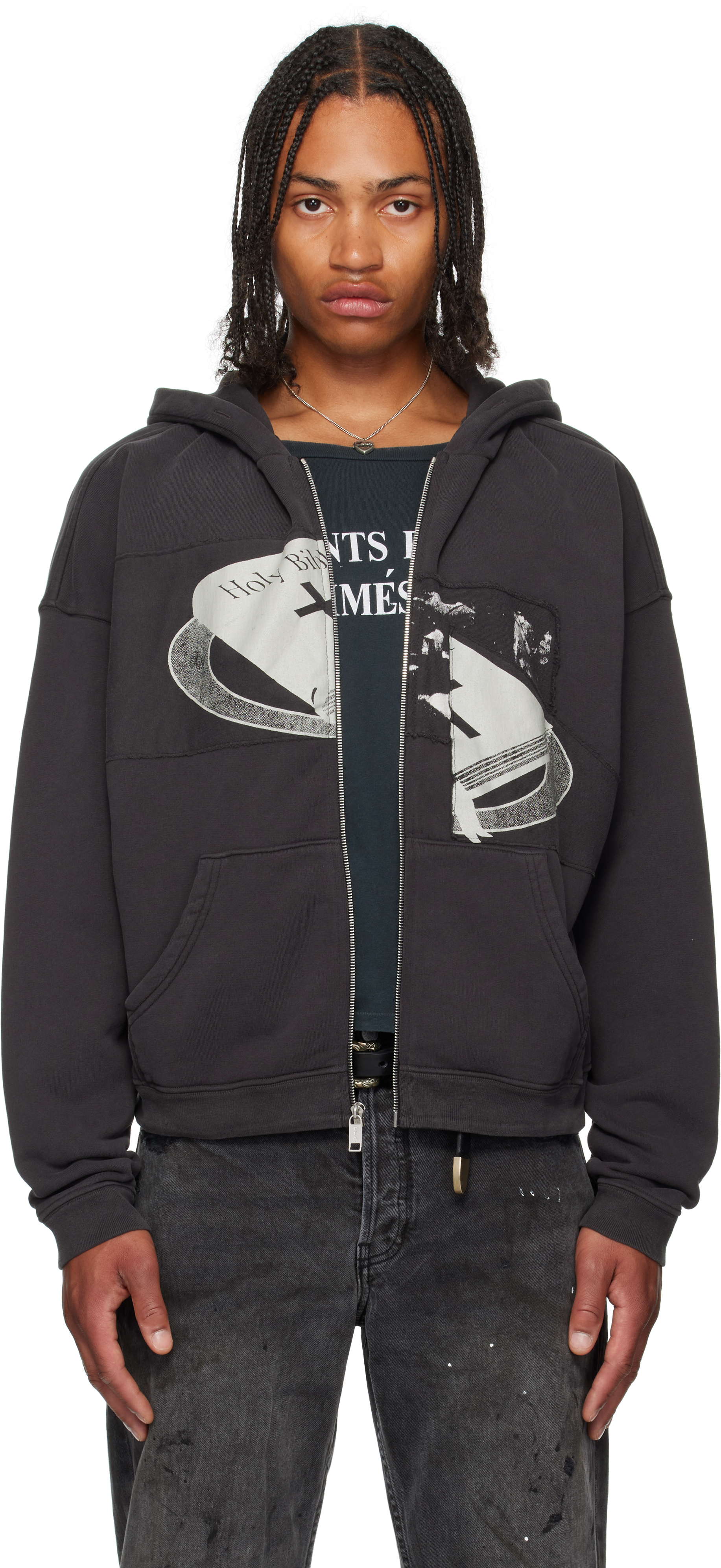 Black Holy Bible 'Assemblage' Baggy Zip Hoodie