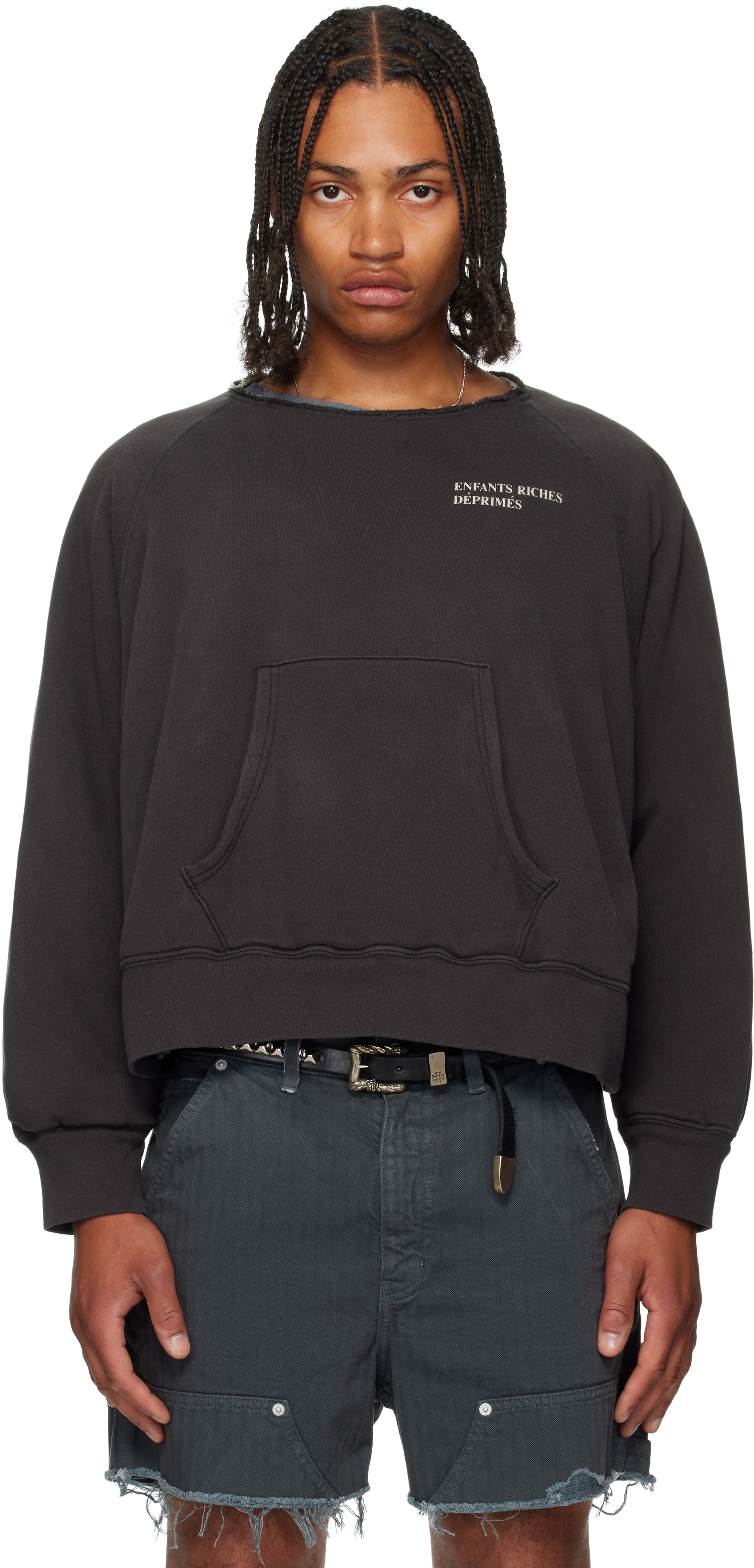 Gray Lined Raglan Logo Sweatshirt
