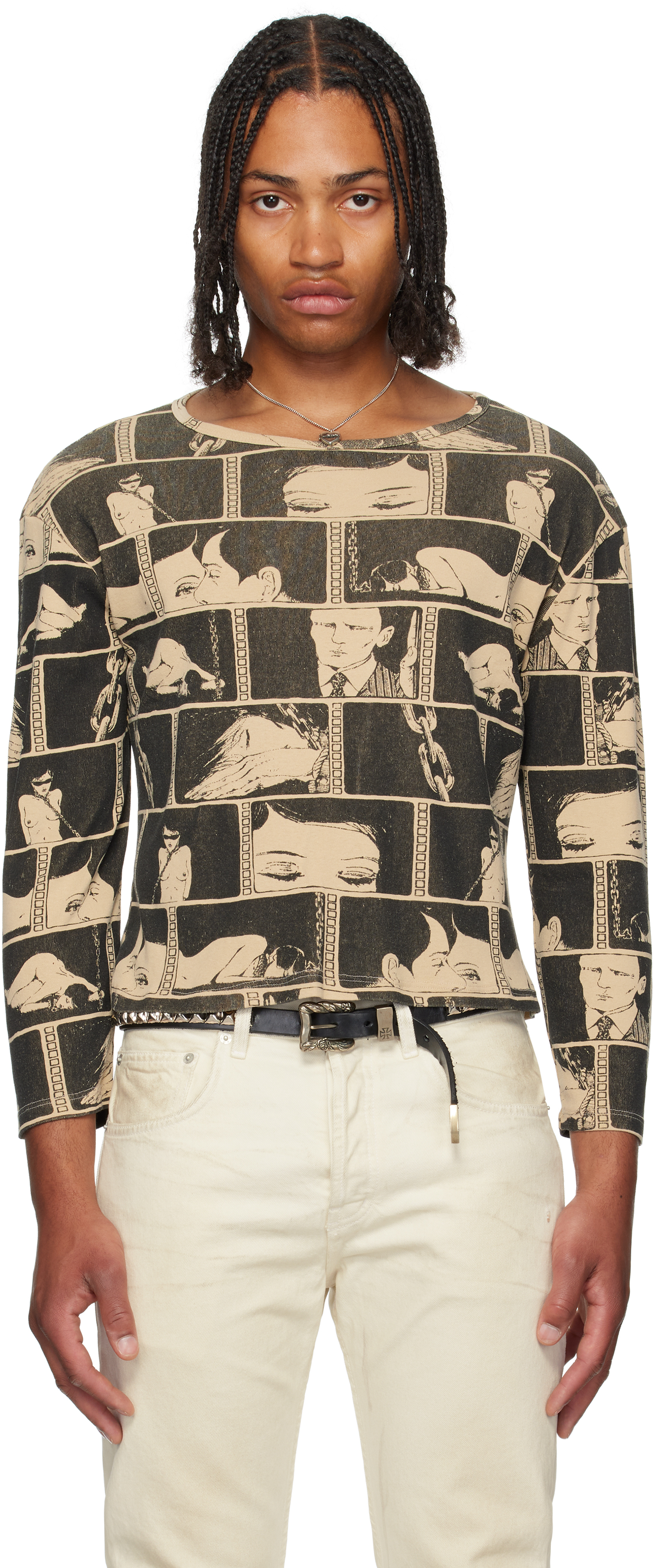 Black & Taupe Diary LS T-shirt