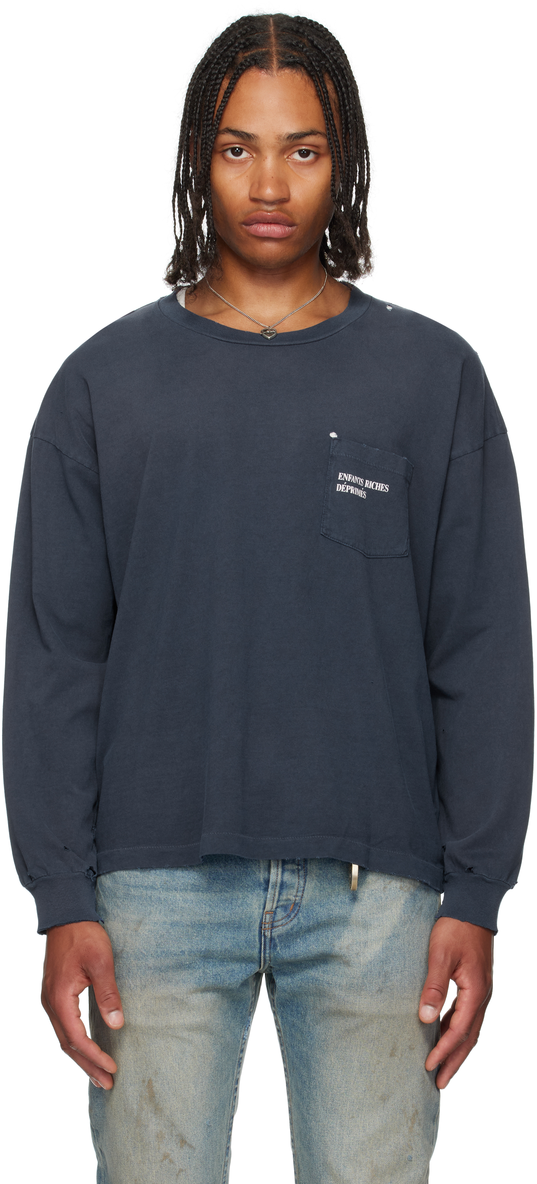 Navy Classic Logo LS T-shirt