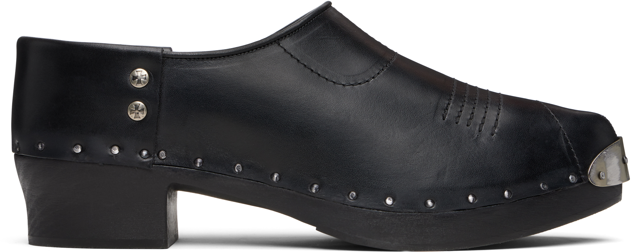 Black Calfskin Clogs