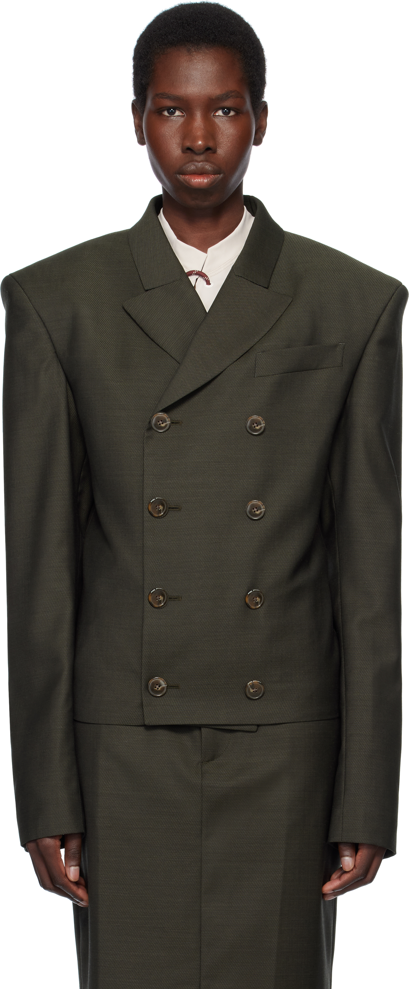 MARTINE ROSE GREEN BOWIE BLAZER