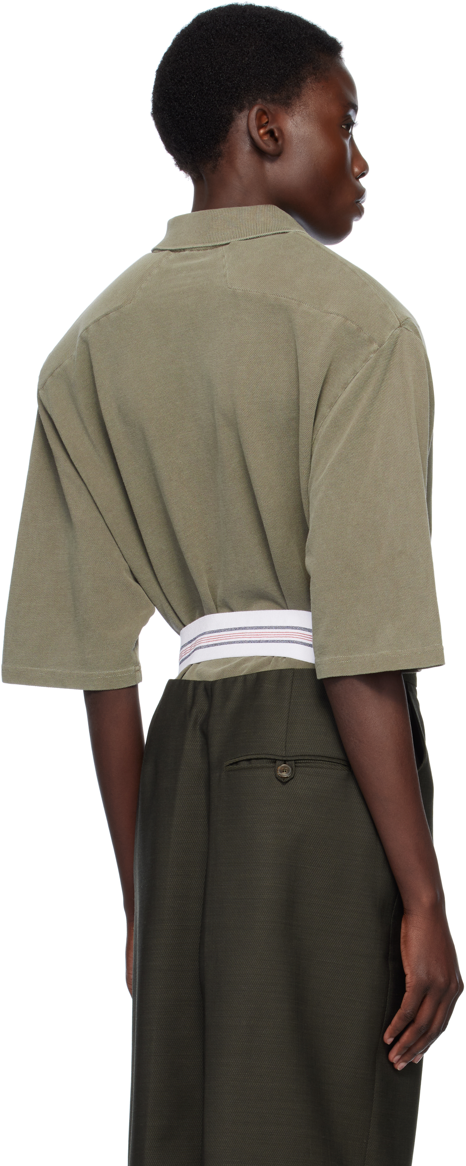 Martine Rose Khaki Padded Polo In Grn Green Khaki Marl