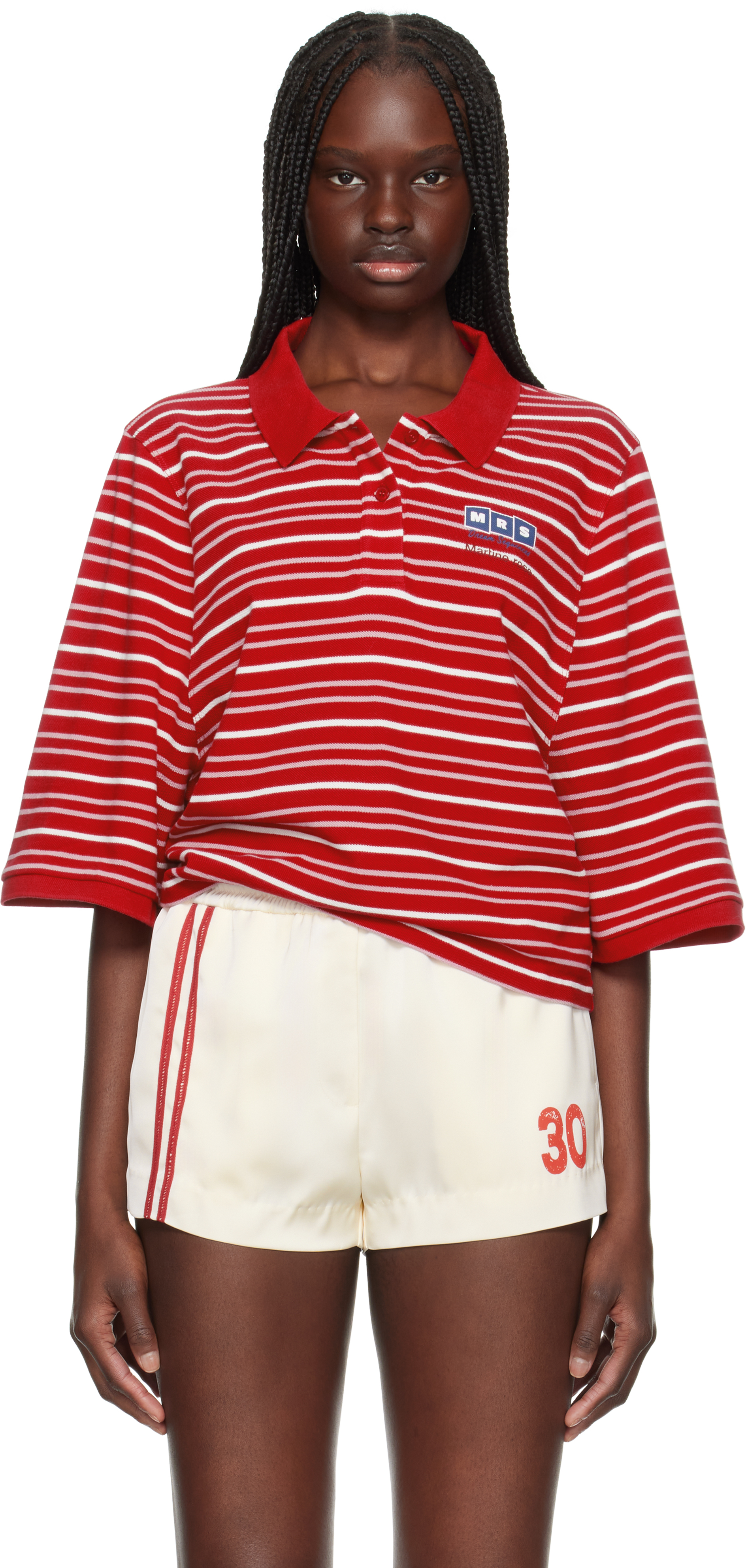 martine rose S/S SHRUNKEN POLO Mサイズ Martine Rose: Red S/S Shrunken Polo | SSENSE