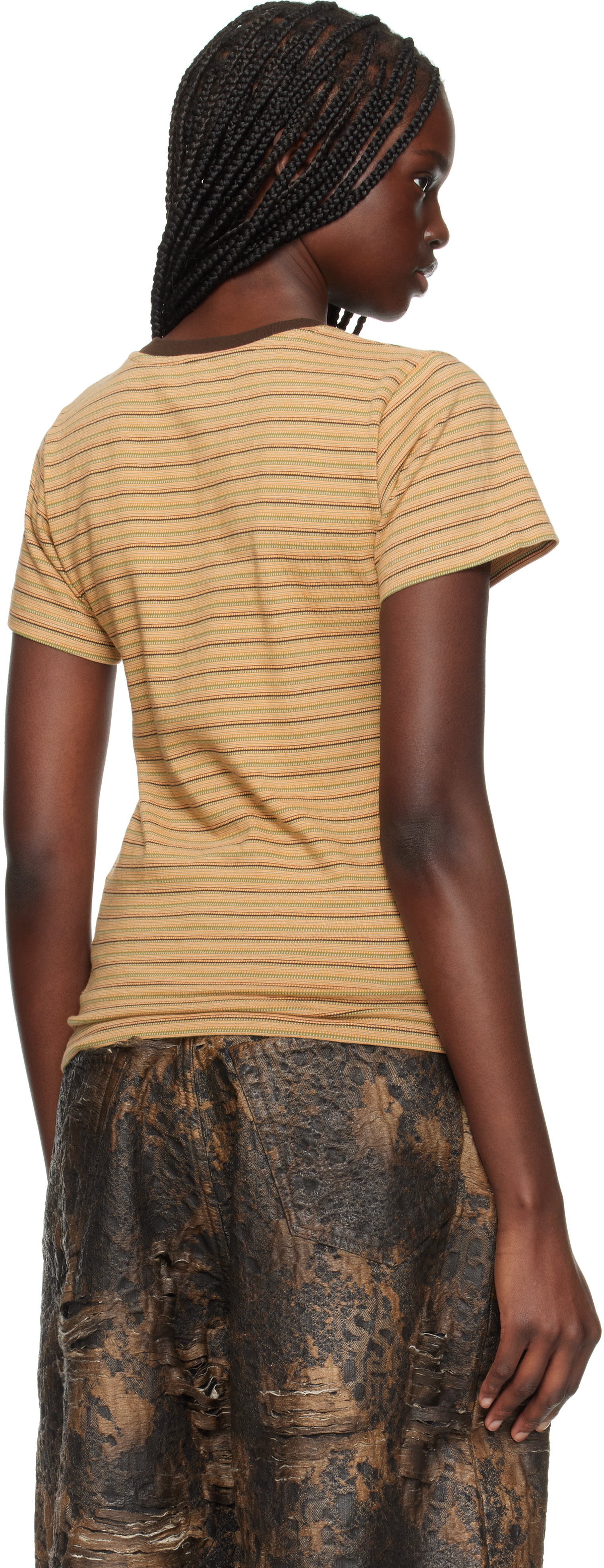 MARTINE ROSE MULTICOLOR SHRUNKEN T-SHIRT 