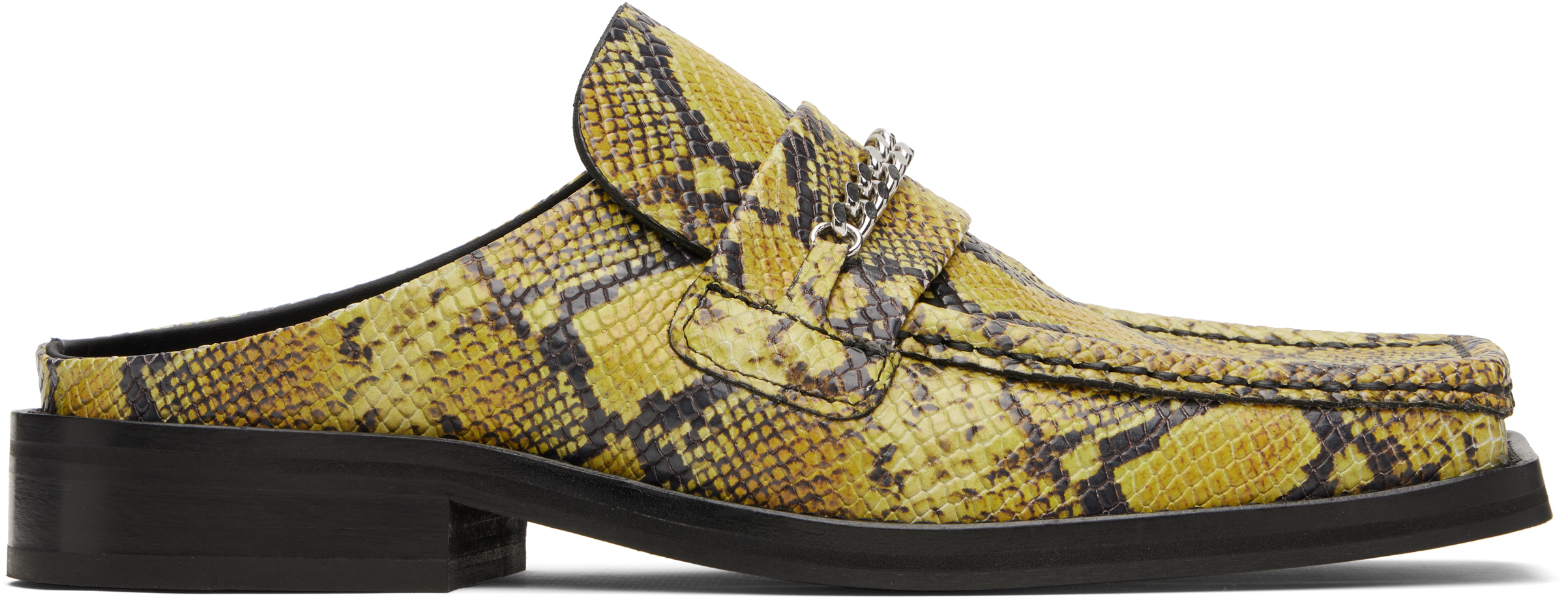 Yellow & Black Square Toe Mules by Martine Rose on Sale