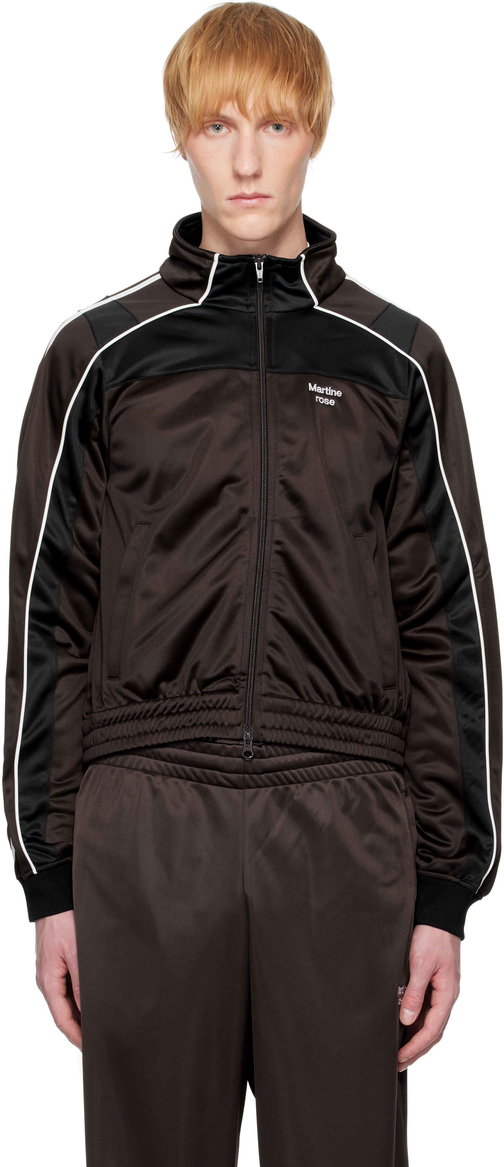 Martine Rose: Brown Shrunken Track Jacket | SSENSE
