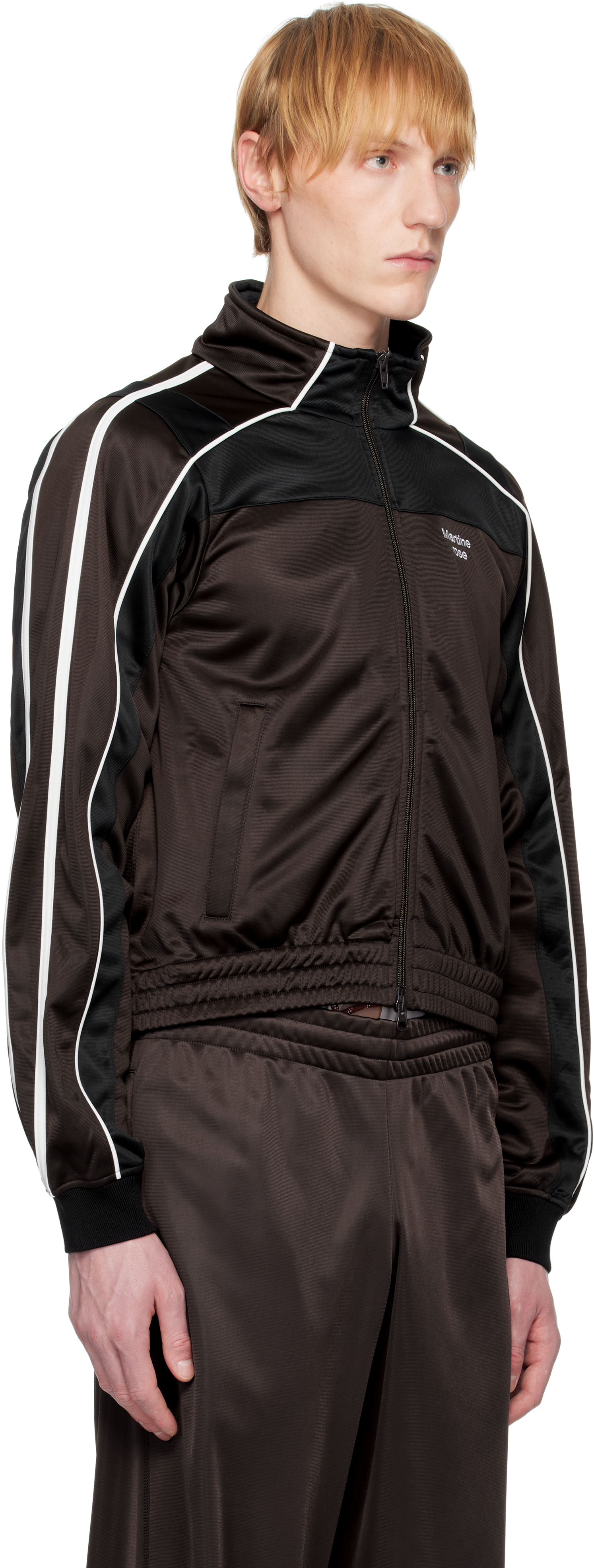 Shop Martine Rose Brown Shrunken Track Jacket