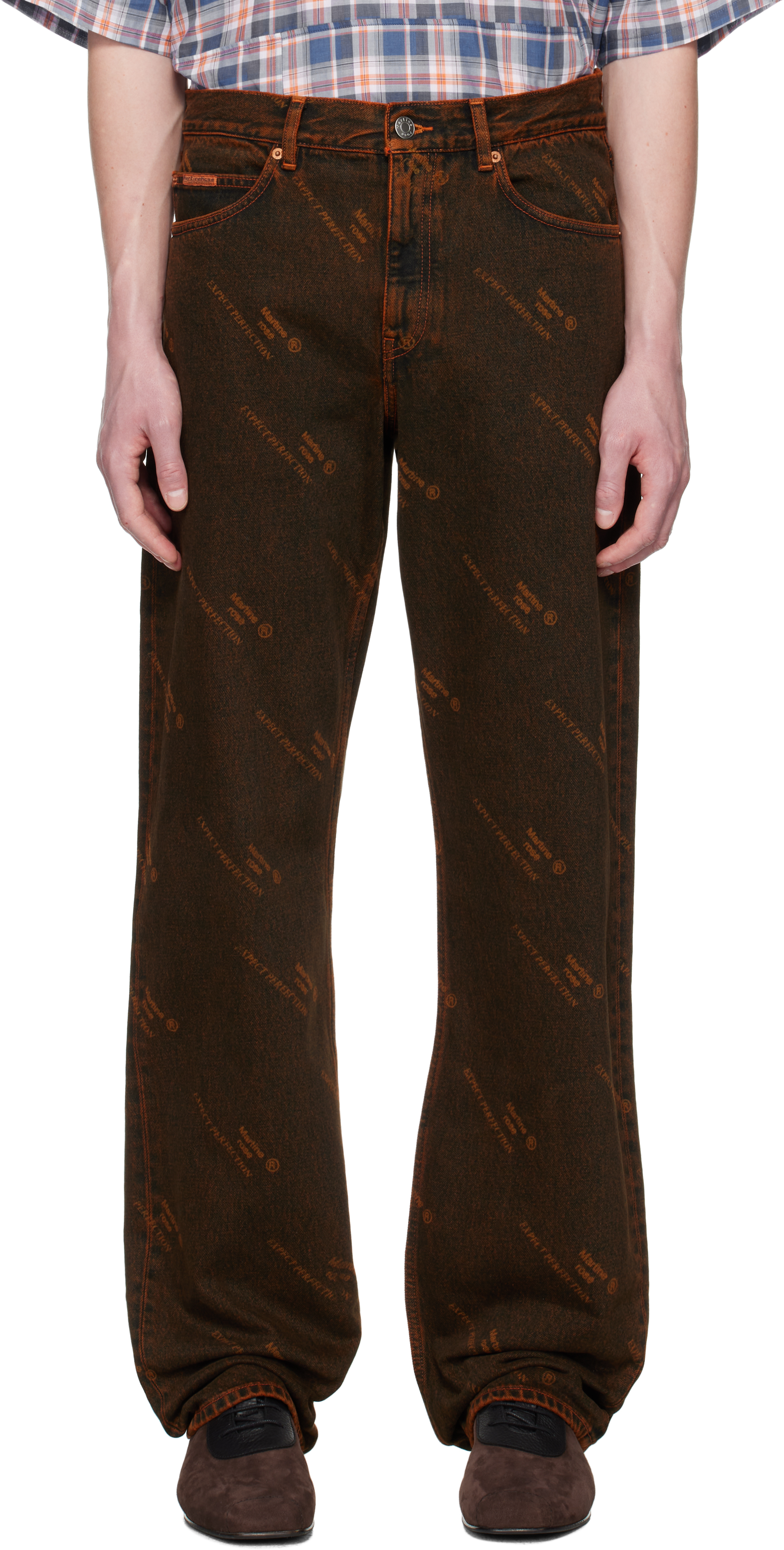 Brown & Orange Relaxed Fit Jeans