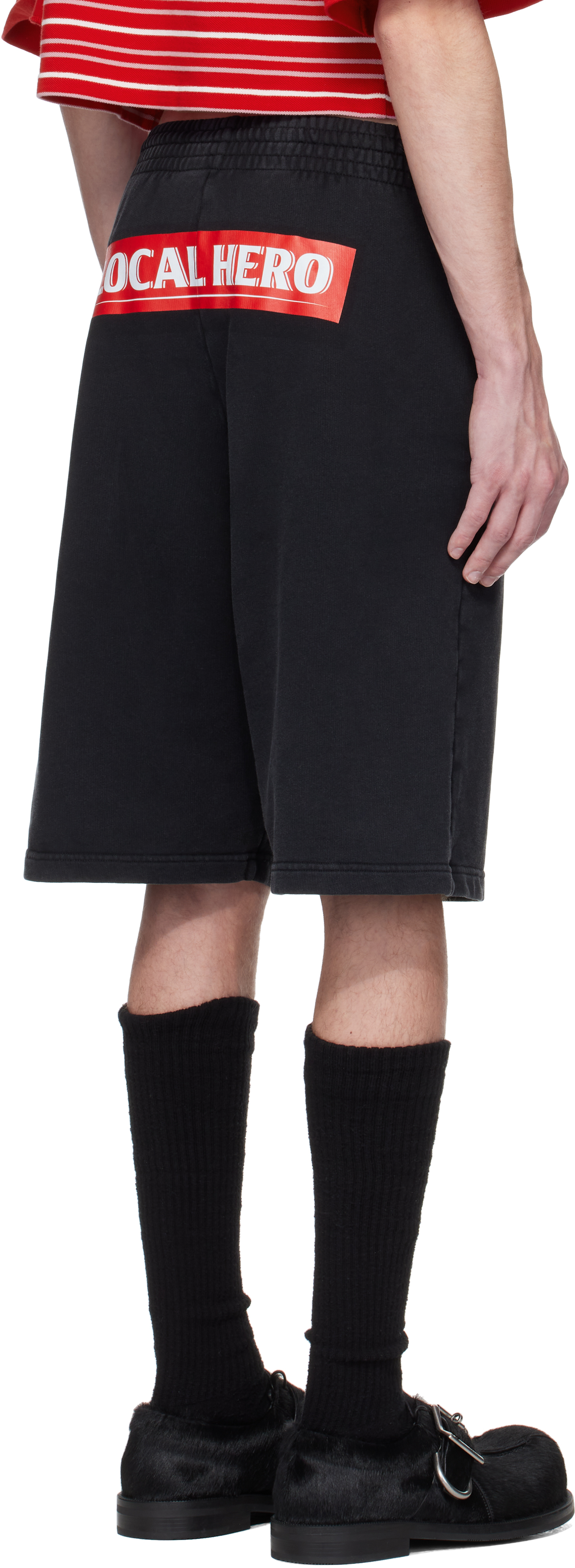 Shop Martine Rose Black Logo Shorts In Black Washed