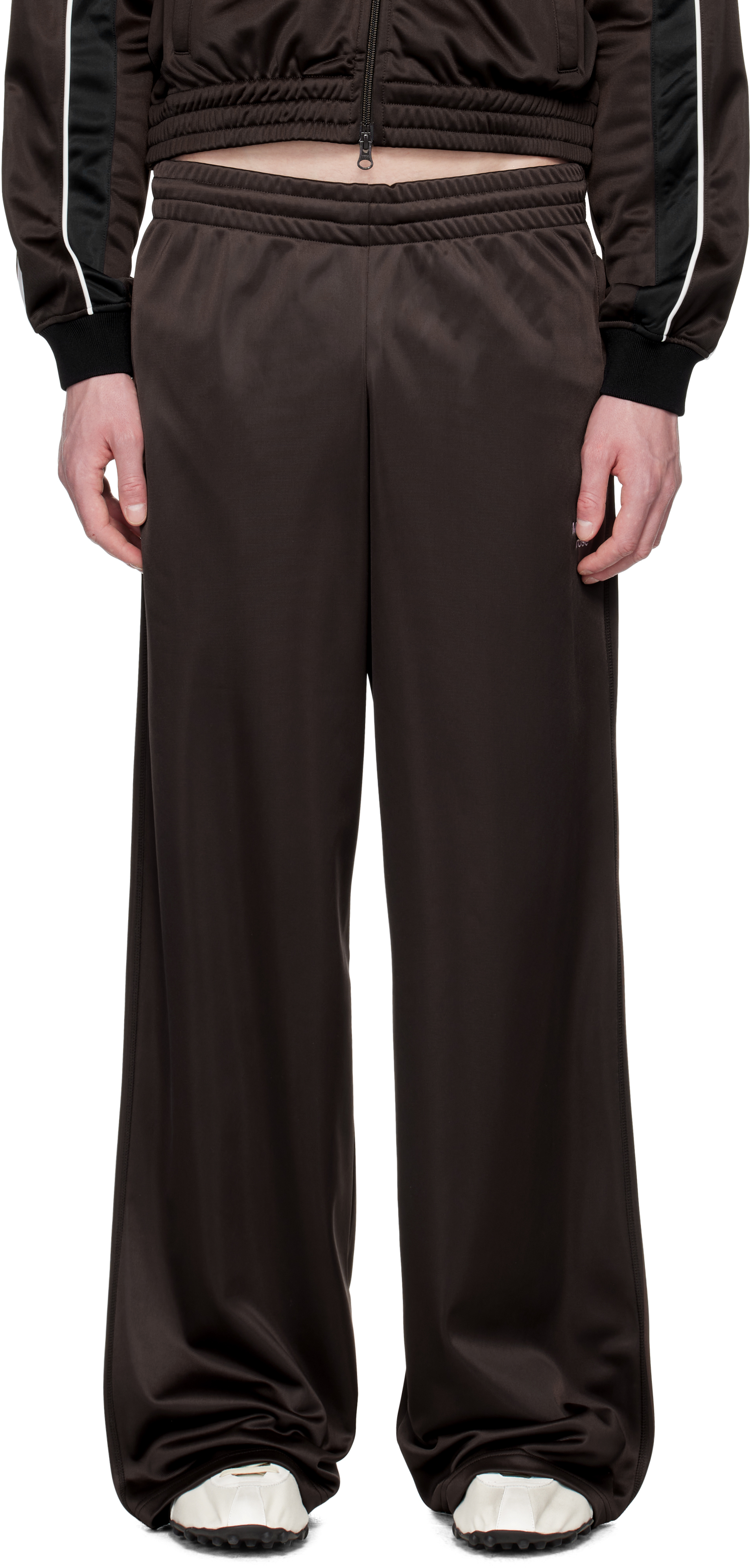 Brown Wide Leg Track Pants