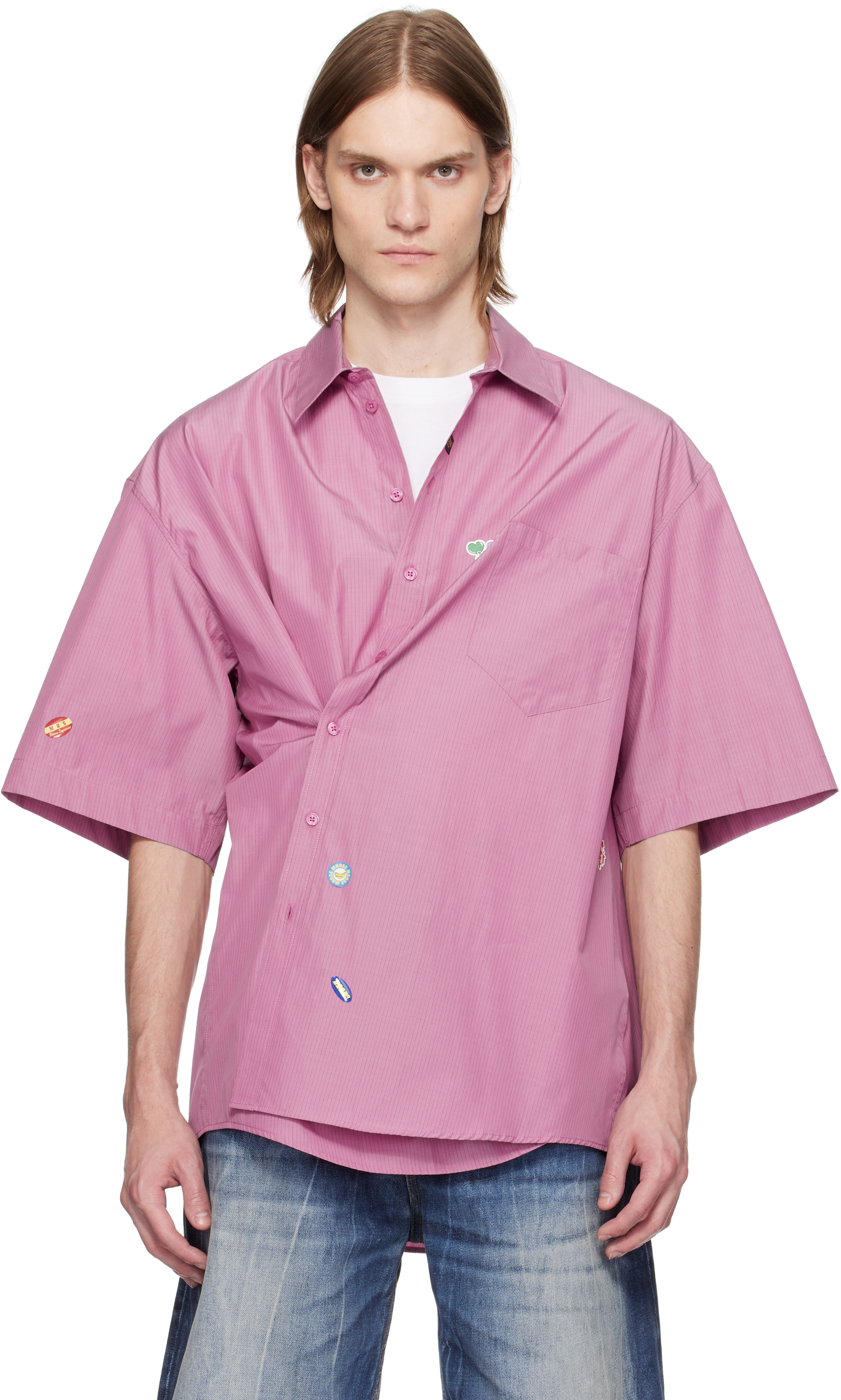Martine Rose: Purple S/S Boxy Wrap Shirt | SSENSE