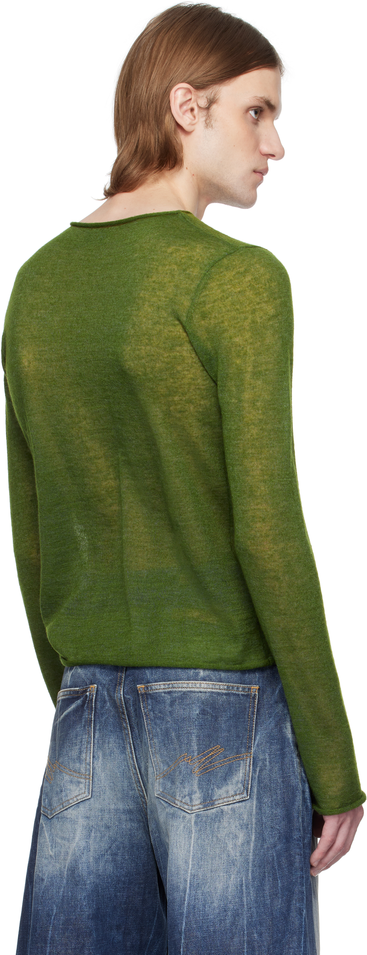 Martine Rose Green Fine Intarsia Sweater In Green