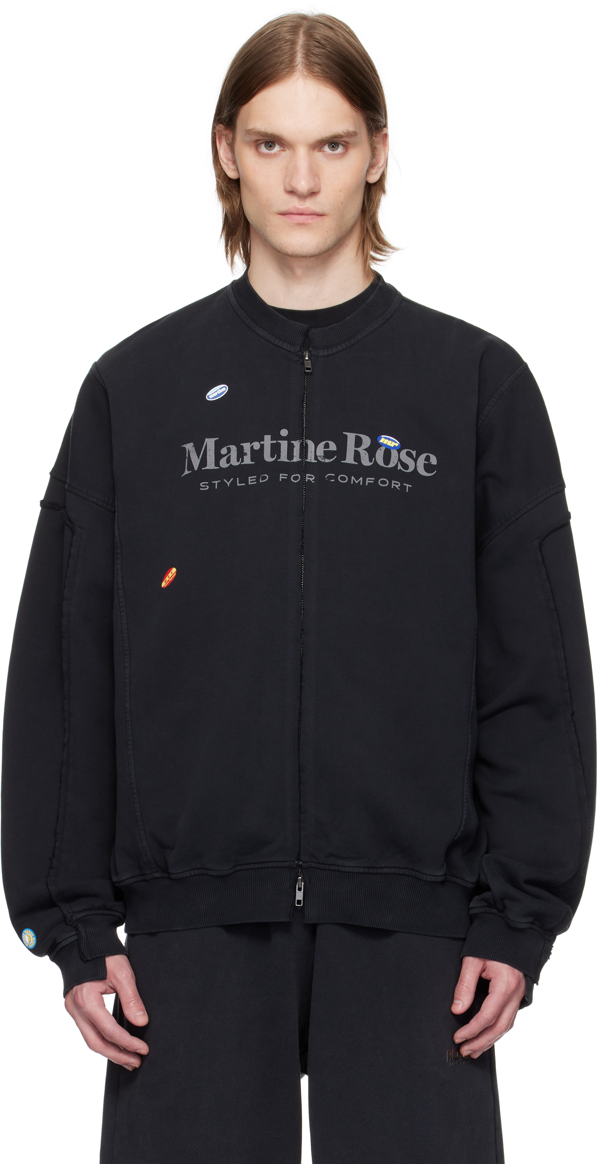 Martine Rose: Black Zip Up Track Jacket | SSENSE
