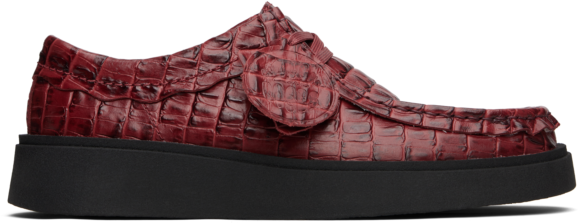 Martine Rose: Burgundy Clarks Edition Torview Derbys | SSENSE