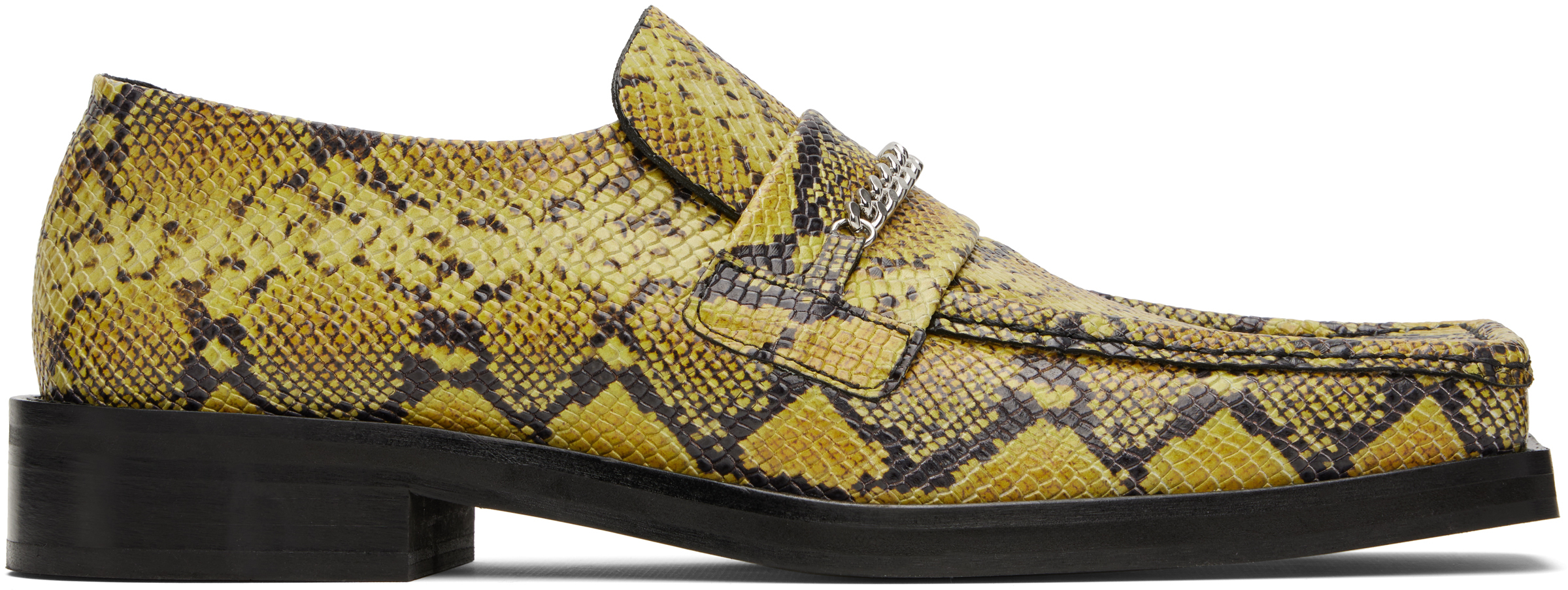 Martine Rose: Yellow & Black Square Toe Loafers | SSENSE Martine Rose: Yellow & Black Square Toe Loafers | SSENSE