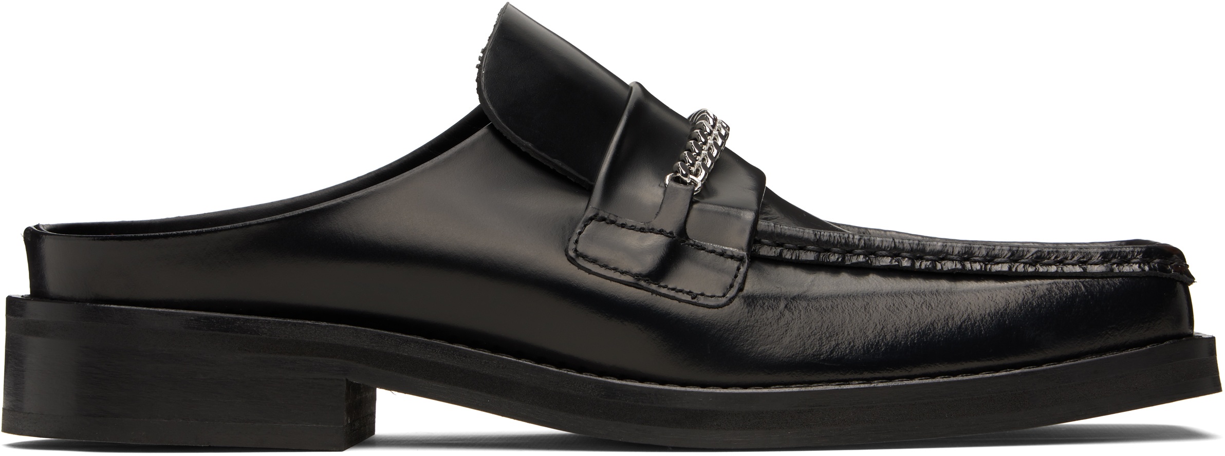 Black Square Toe Mules