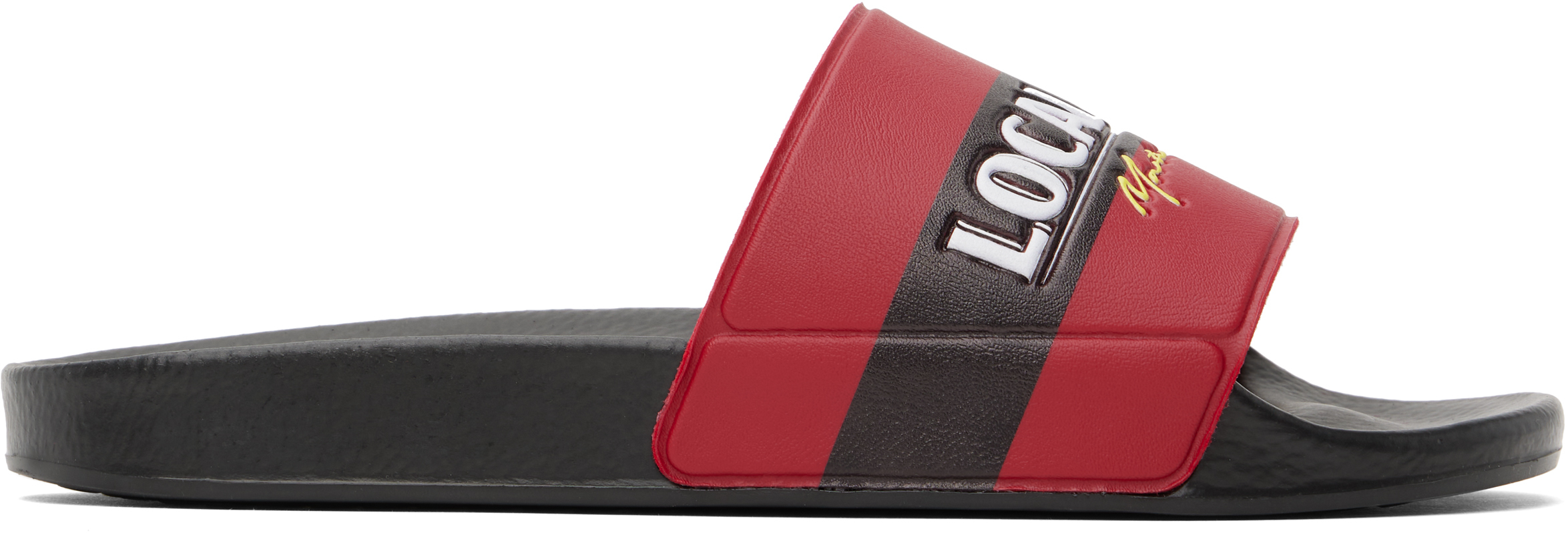 Martine Rose Black & Red 'local Hero' Pool Slides