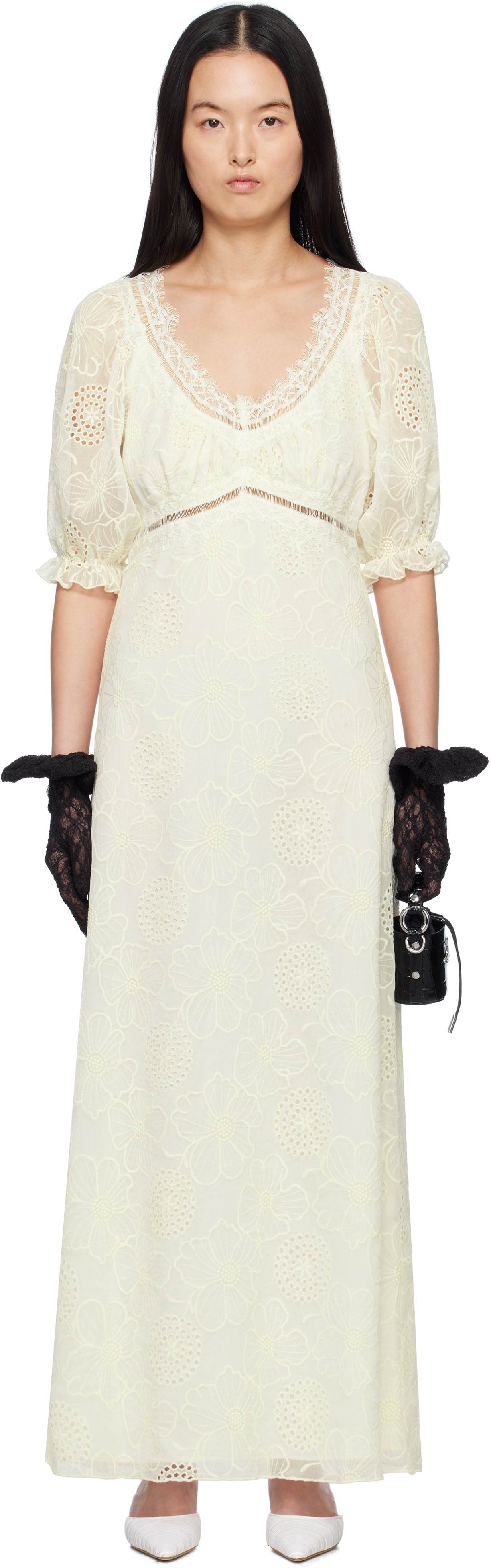 Off-White Poppy Embroidered Maxi Dress