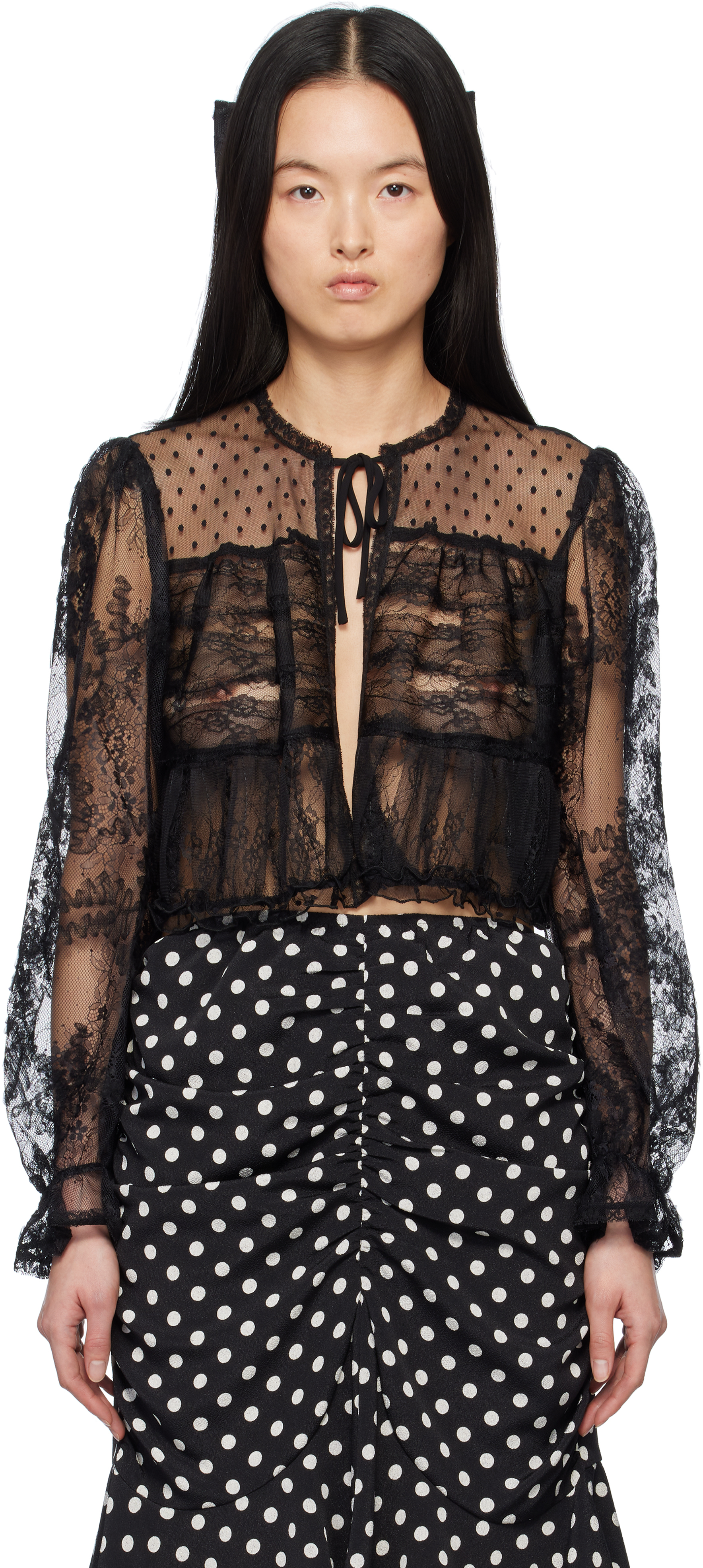 Black Lace Combo Bed Cardigan