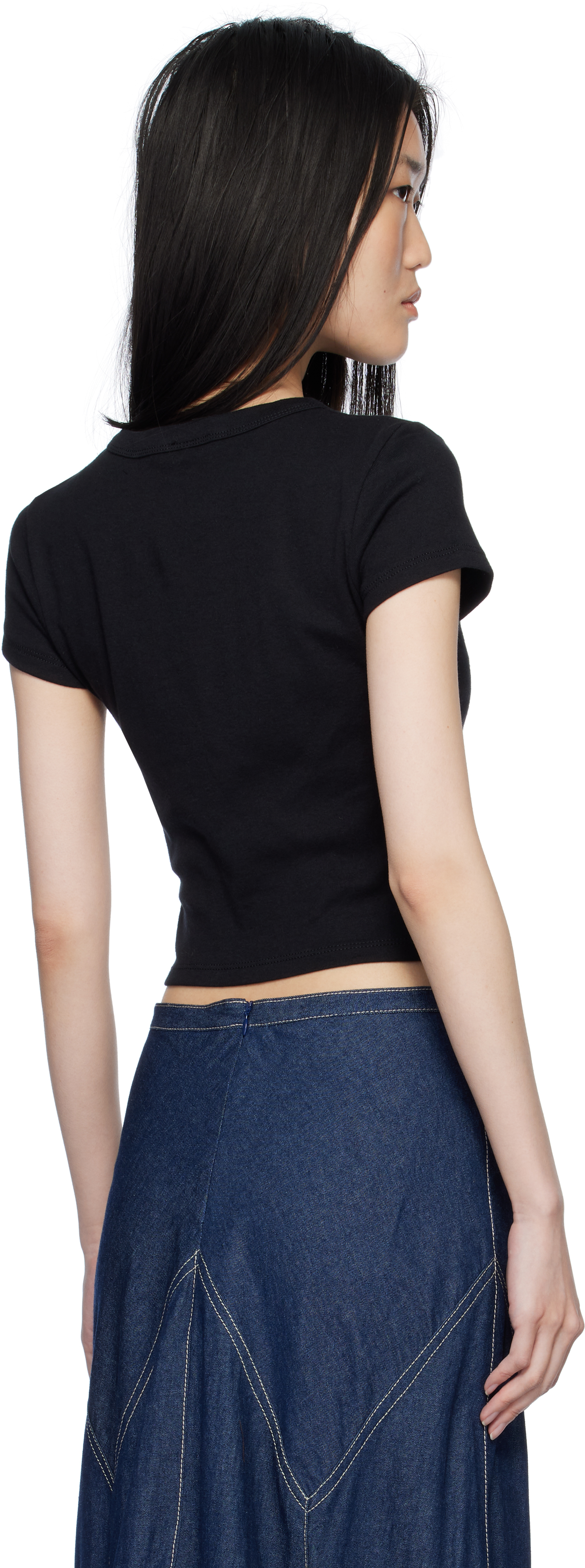 Anna Sui Black Crewneck Beach Girl Baby T-shirt In Black