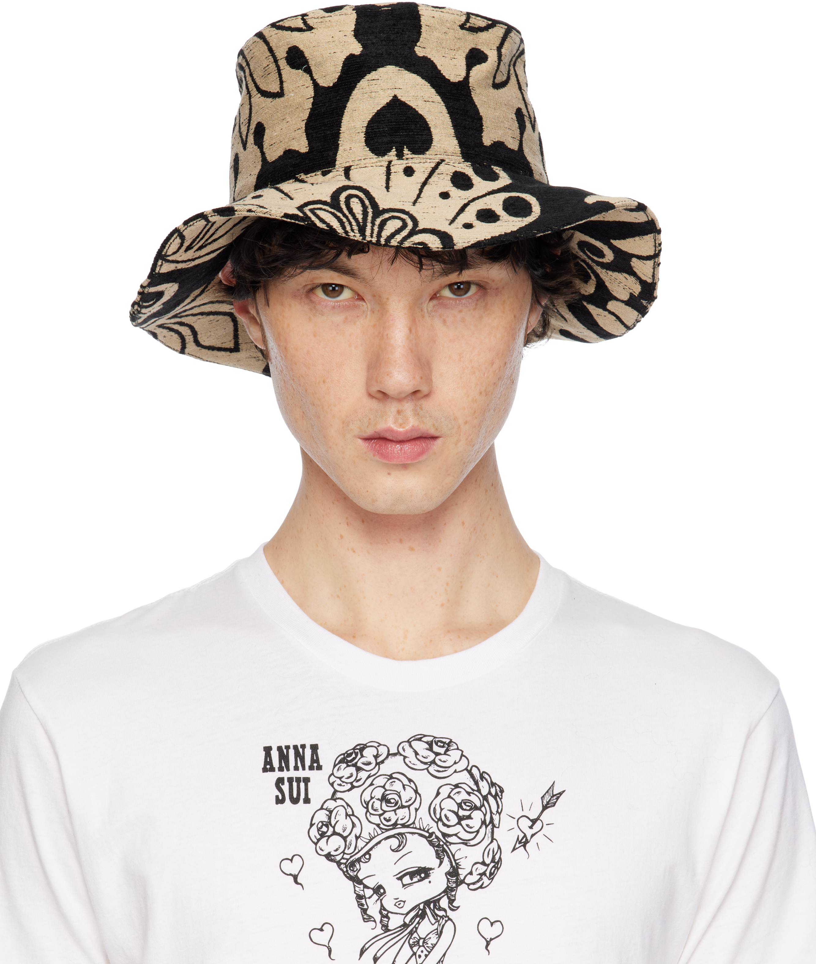 Black Beardsley Tapestry Oversized Brim Bucket Hat