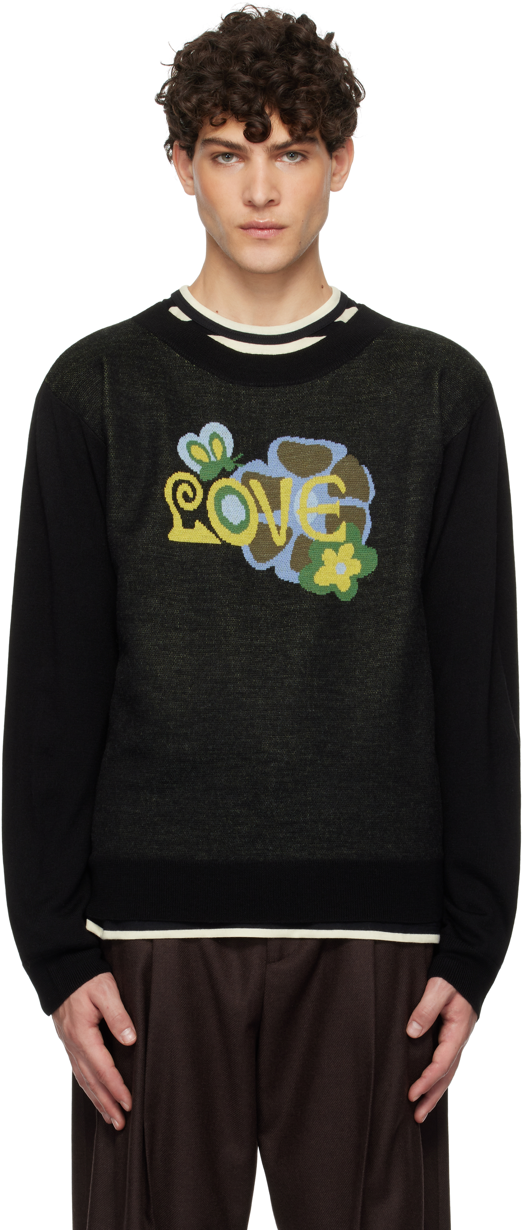 Black Knitwear 'Love' Sweater