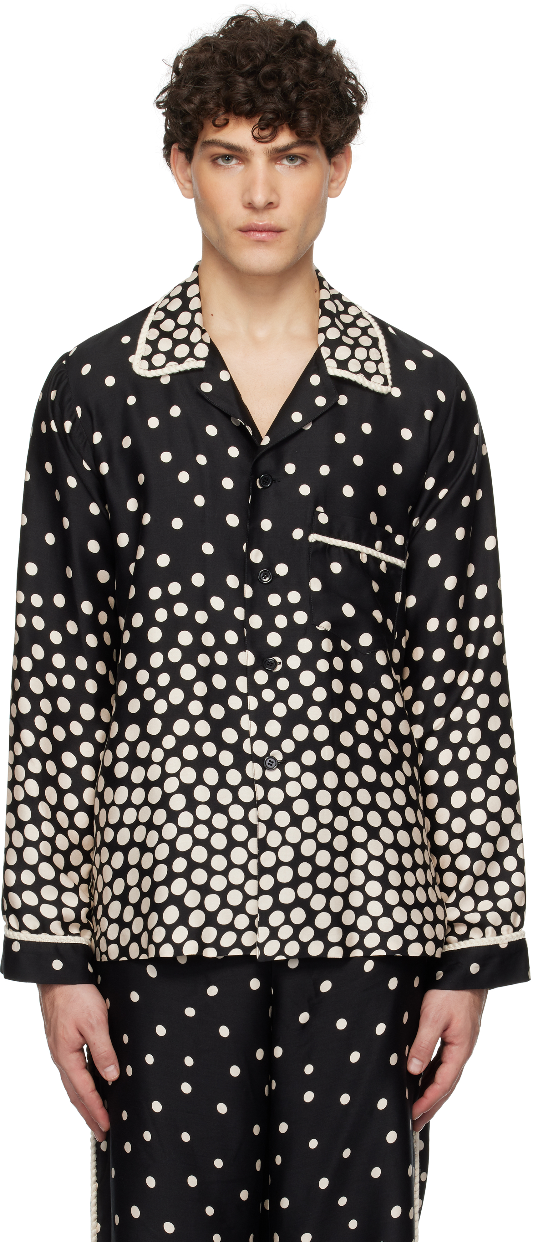 Black Polka Pyjama Shirt