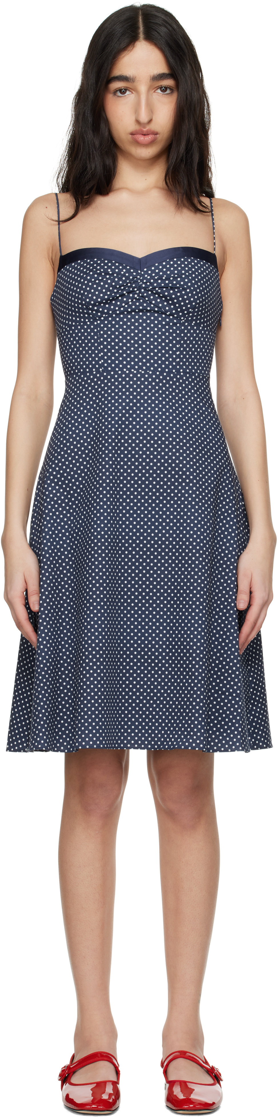 【関税込み】GUIZIO ネイビー Margaux ミディアムワンピース Navy Margaux Midi Dress by GUIZIO on Sale