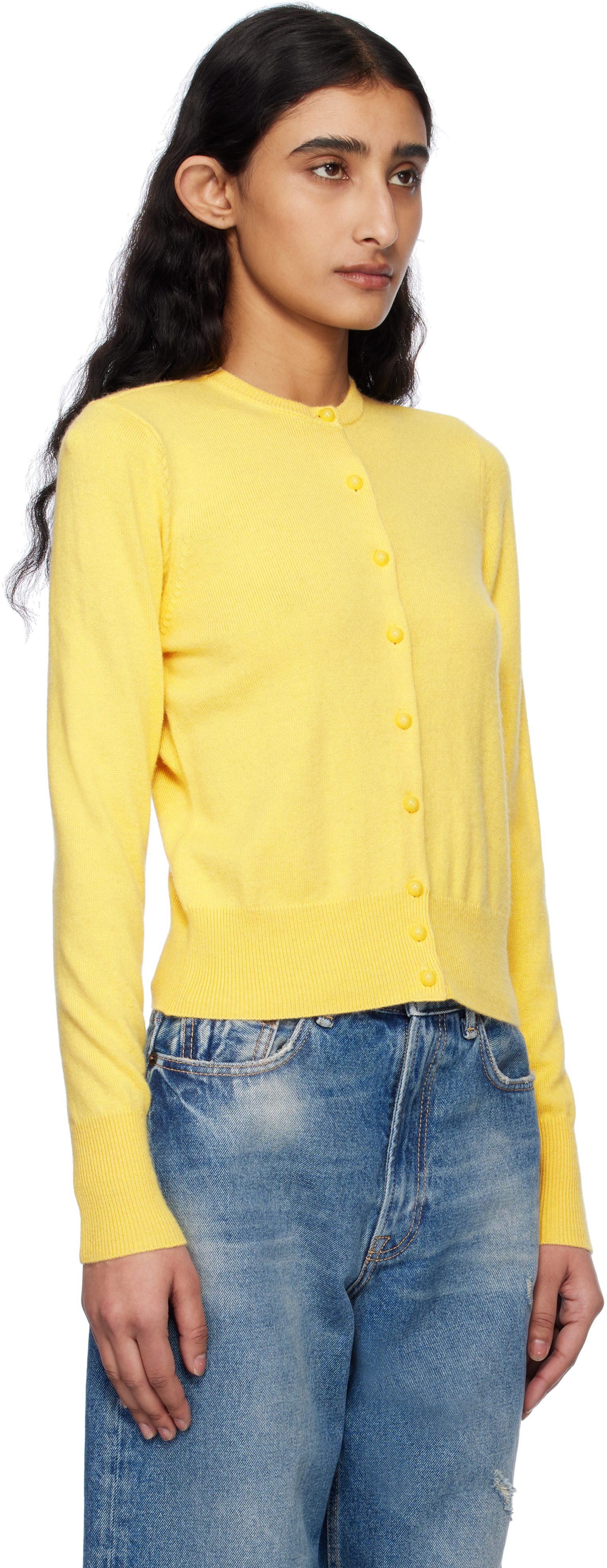 Guizio Yellow Emelie Cropped Cardigan In Yellow