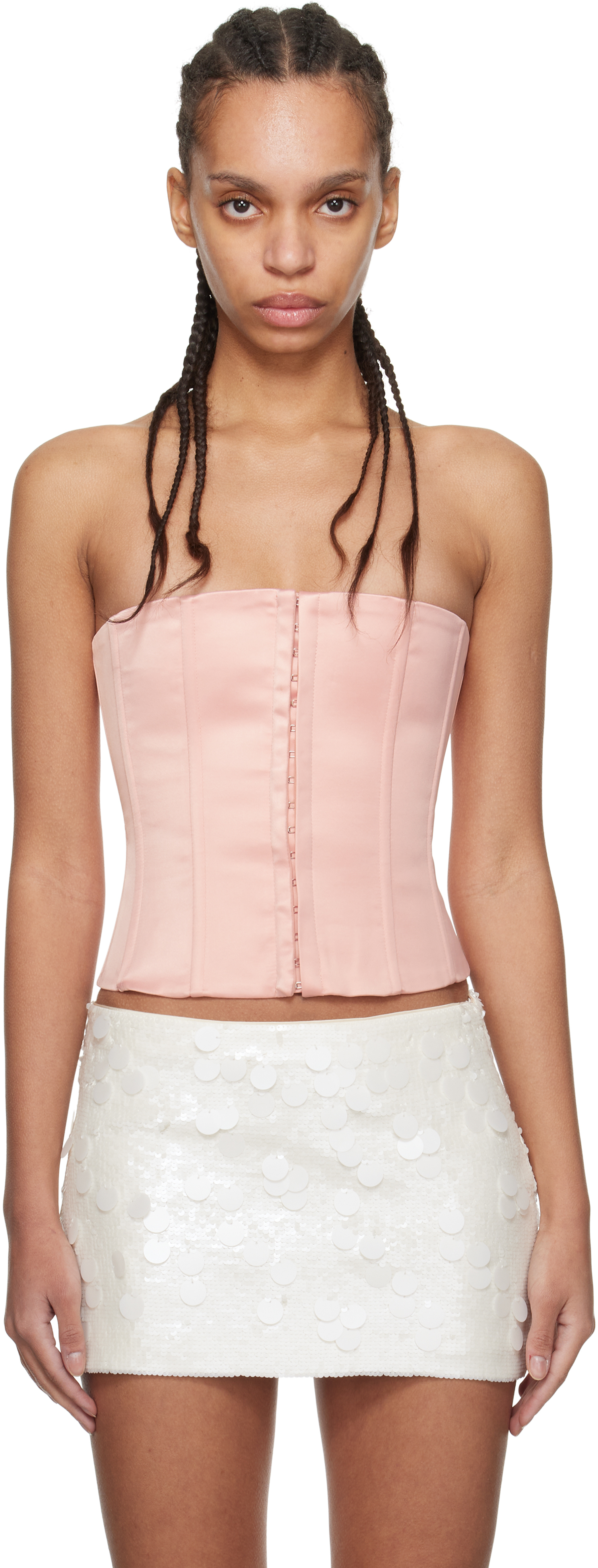 pink satin corset top