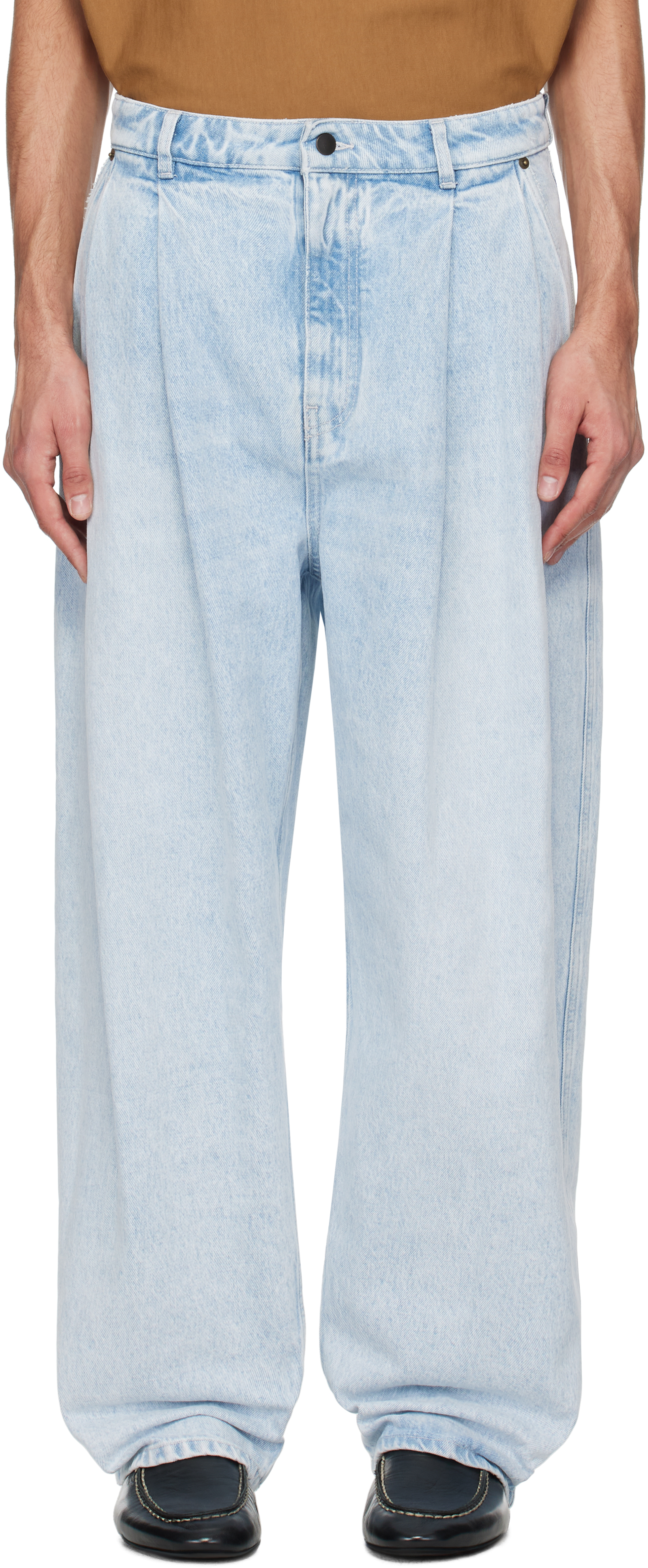 Blue Pleated Jeans