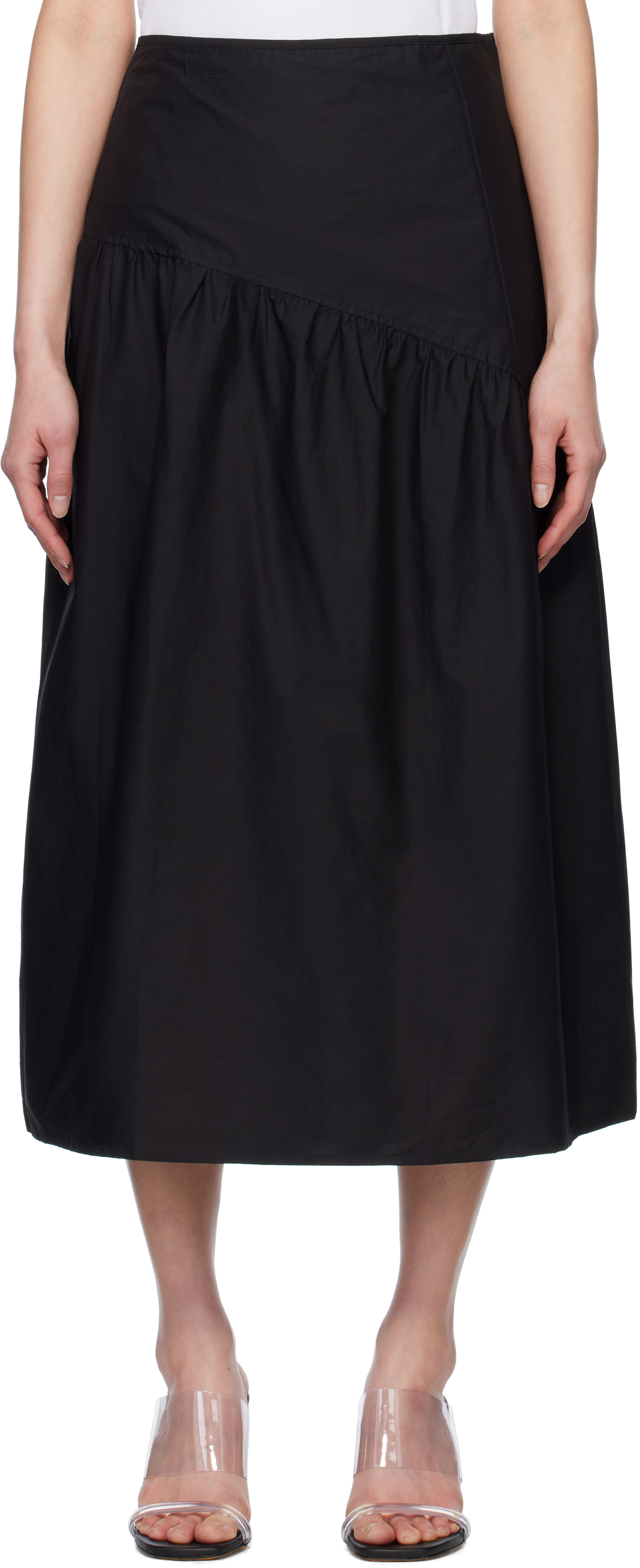 Black Angle Midi Skirt