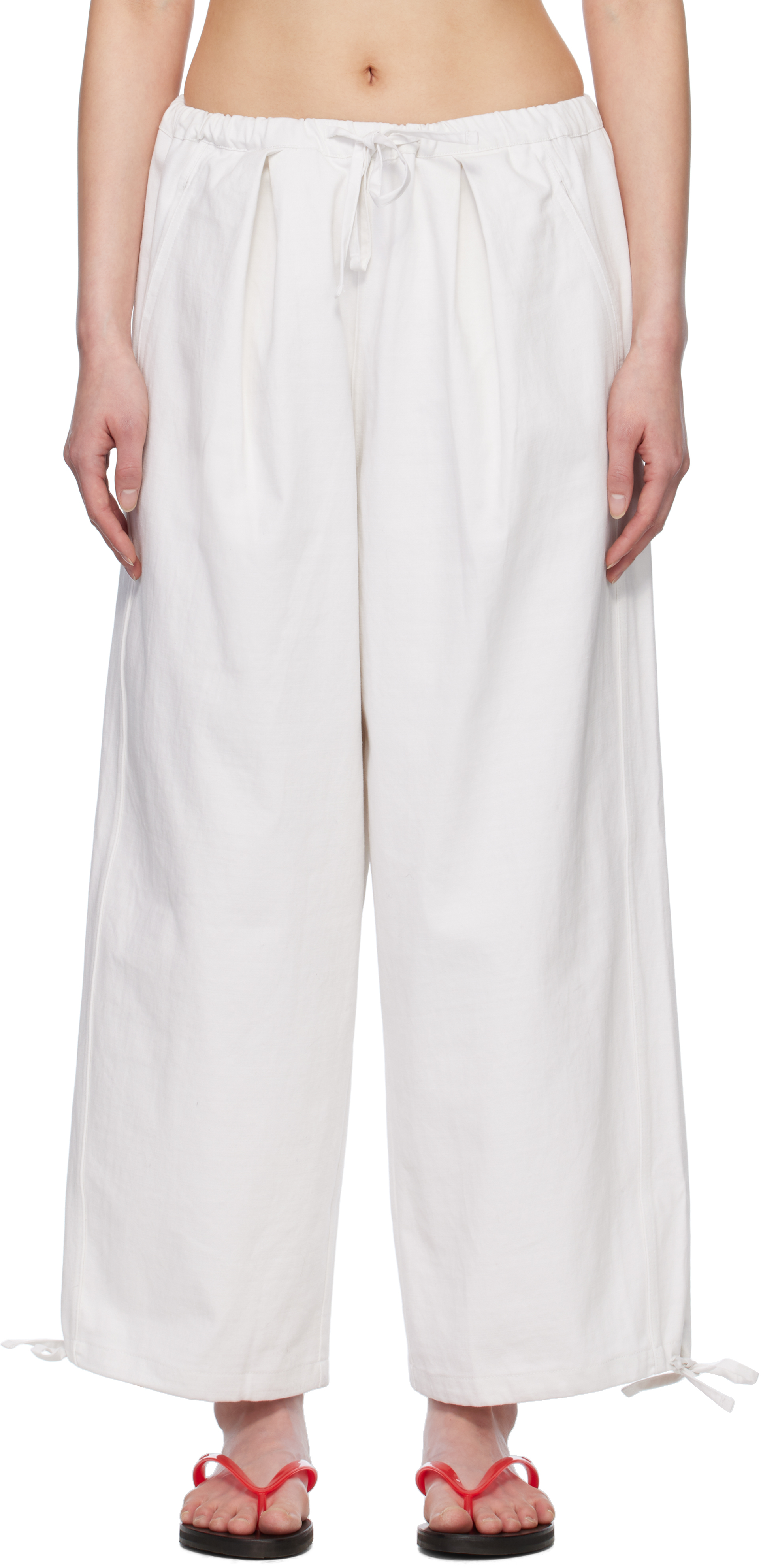 White Drawcord Trousers