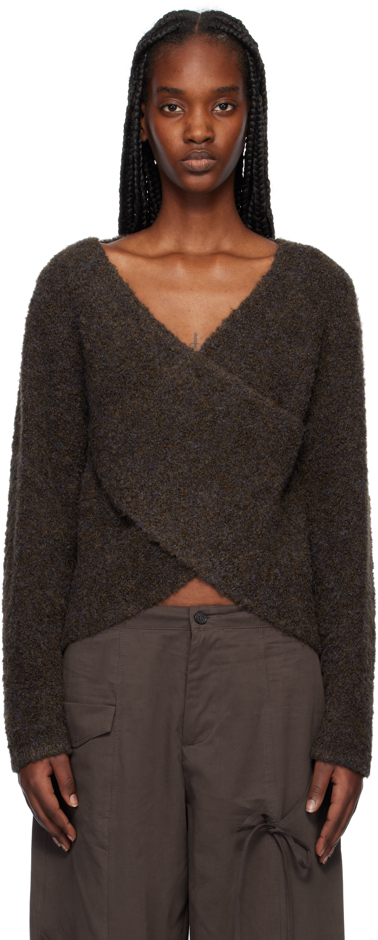 Brown Crossover Sweater