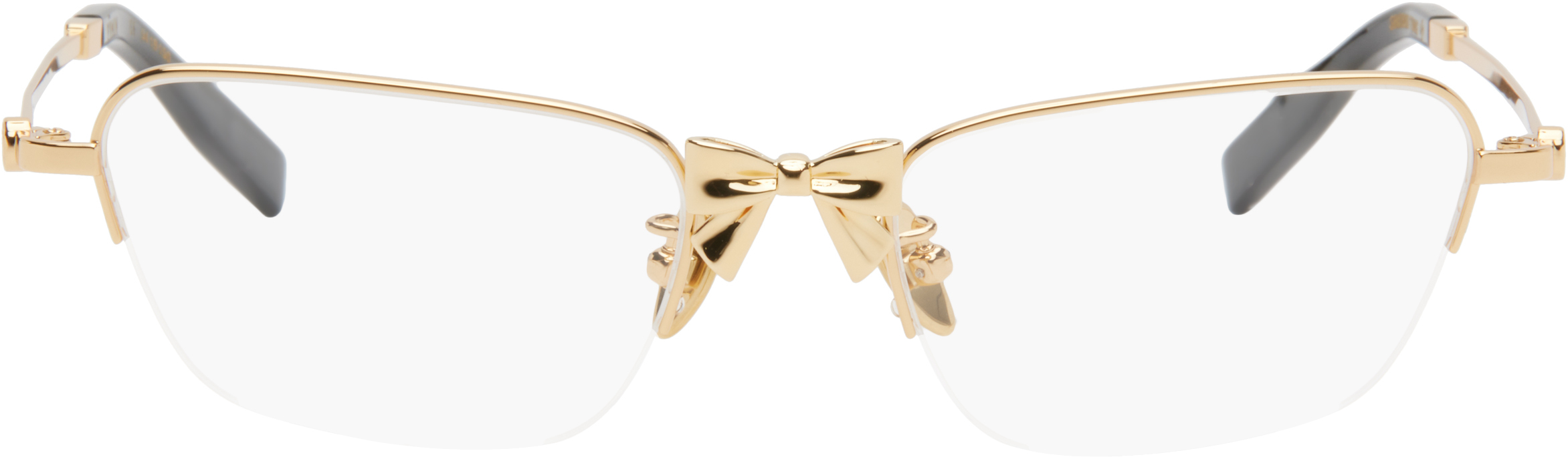 Gold YVMIN Edition Metal Bowknot Glasses by SHUSHU/TONG on Sale