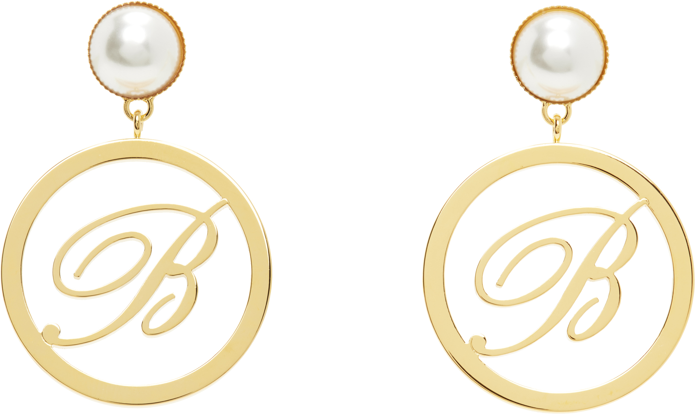 【関税込み】Blumarine ゴールド フェイクパール ピアス ゴールドプレーテッド フェイクパール クリップオン ピアス