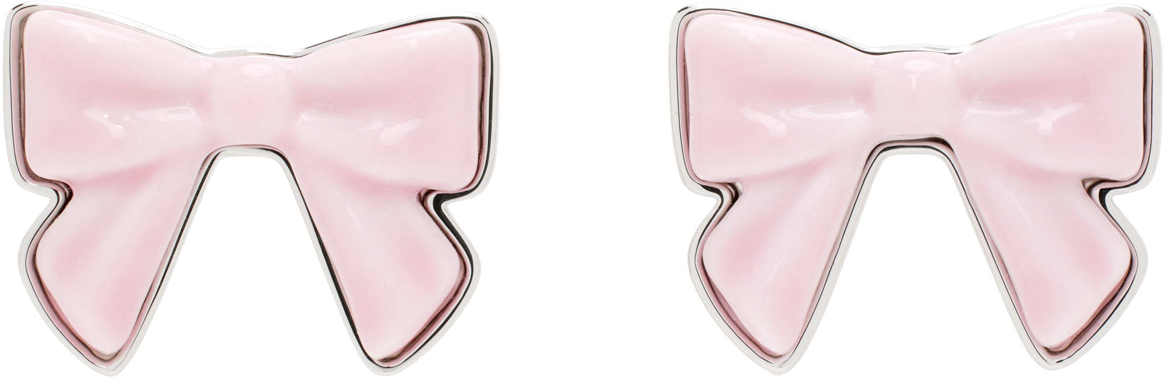 Shushu-tong Silver & Pink Yvmin Edition Ceramics Bowknot Earrings In Pink