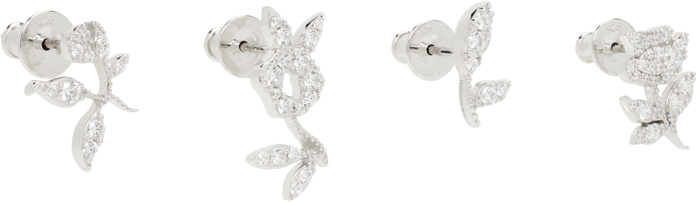 SHUSHU-TONG SILVER YVMIN EDITION ZICRON FLORAL GEMSTONE EARRING SET