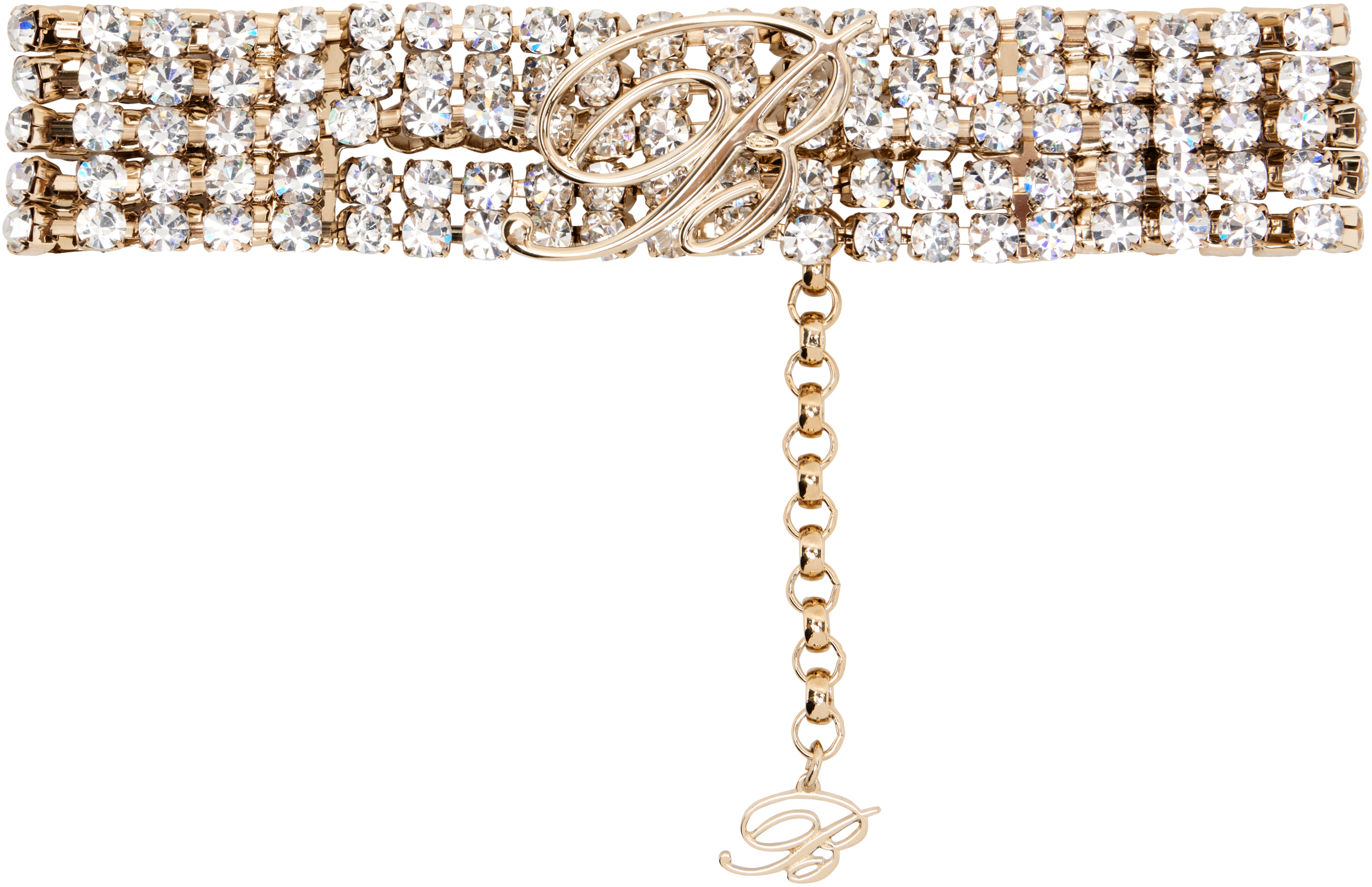 Blumarine Gold Rhinestone 'b' Choker In L0575 Light Gold