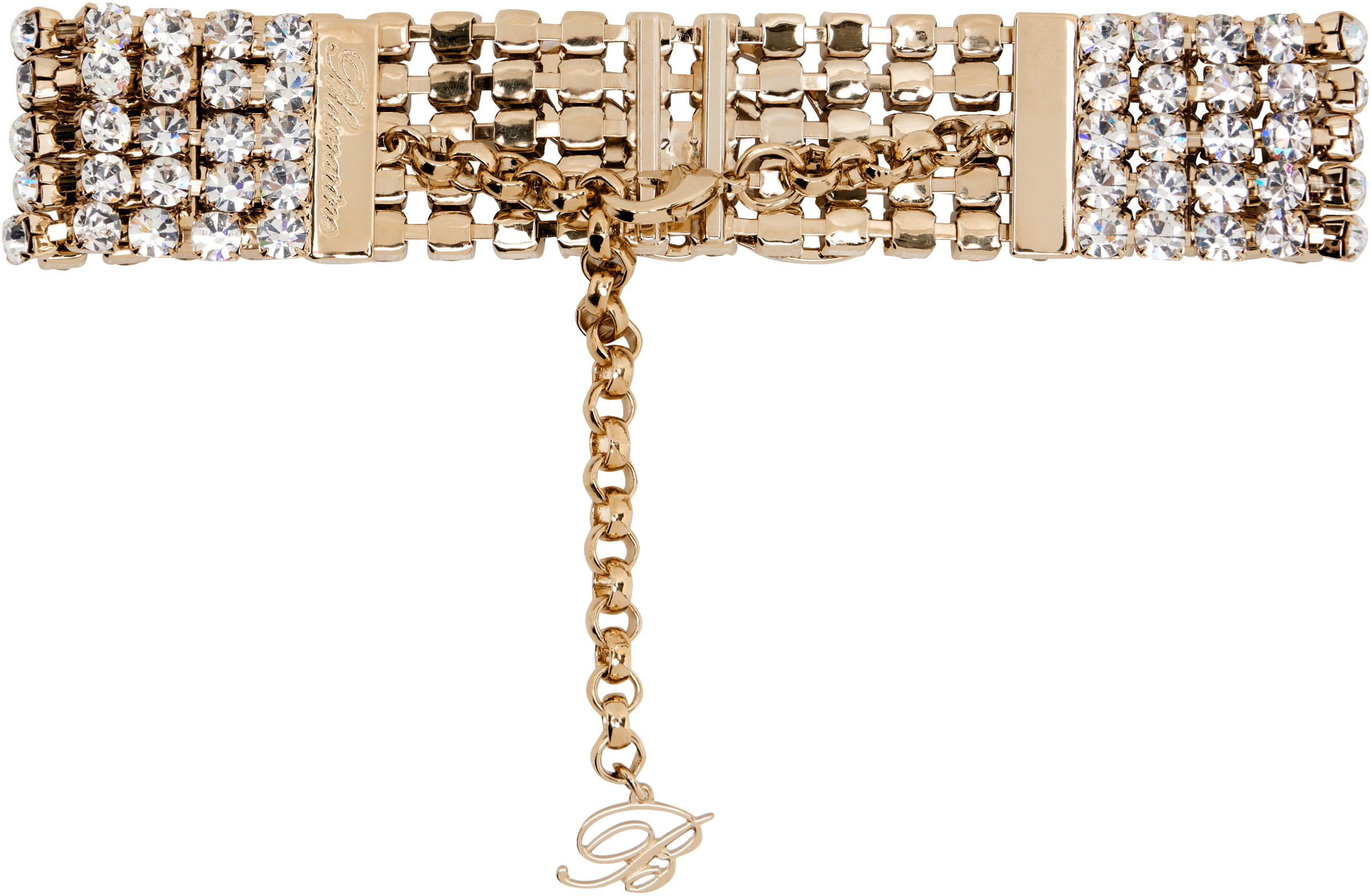Blumarine Gold Rhinestone 'b' Choker In L0575 Light Gold
