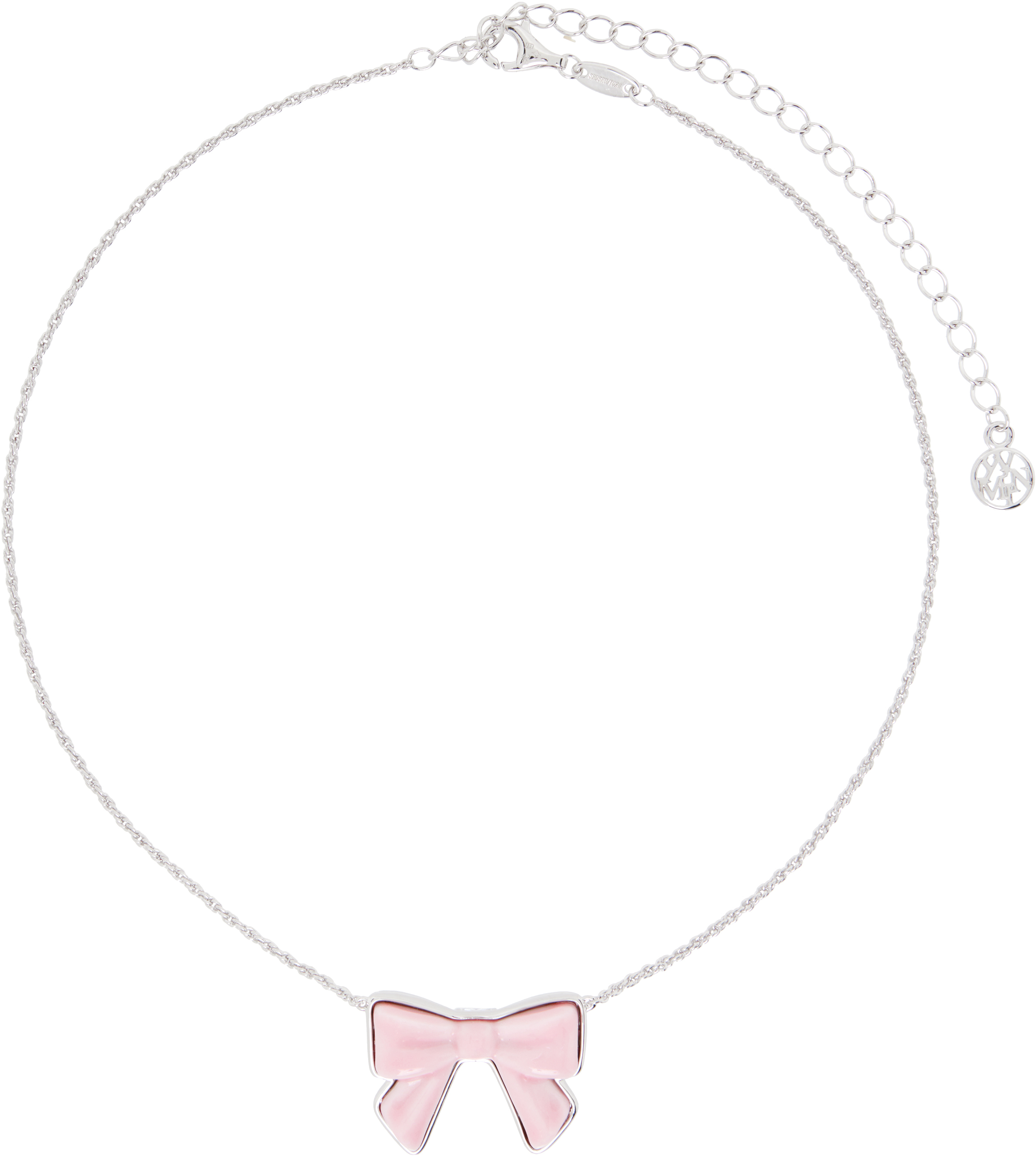 Shushu-tong Silver Yvmin Edition Double-sided Ceramics Bowknot Necklace In Pink
