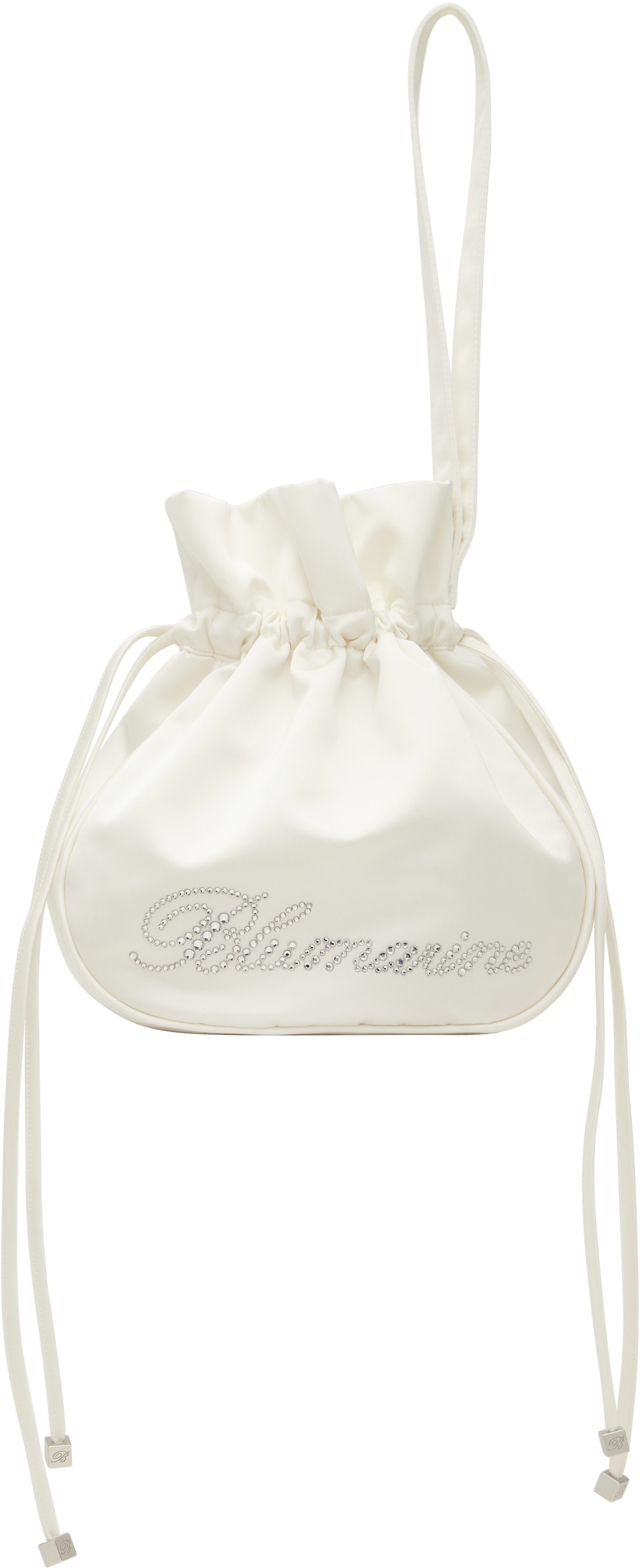 SSENSE Exclusive White Satin Rhinestone Logo Pouch