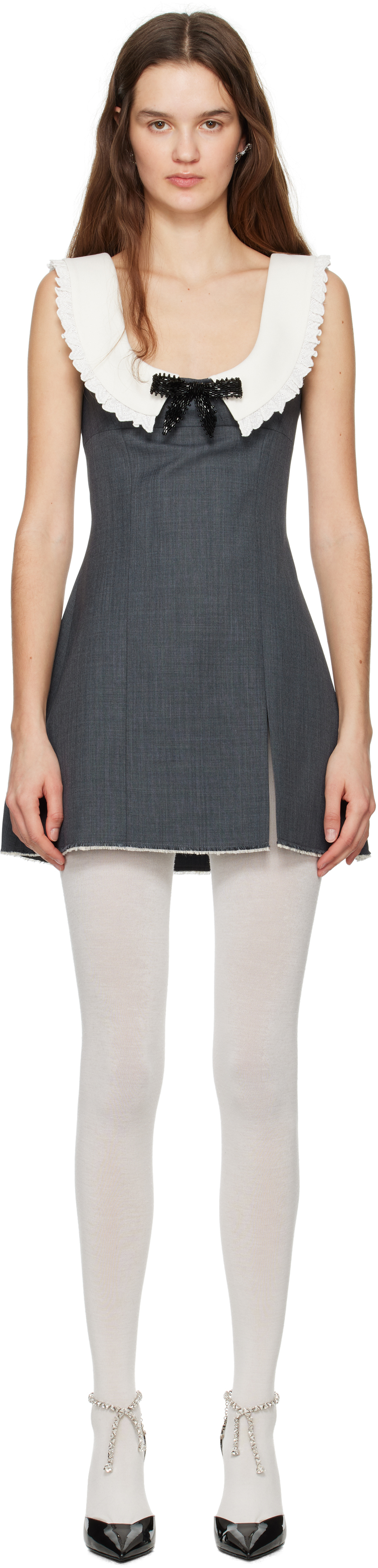 Gray Round Neck Sleeveless Minidress