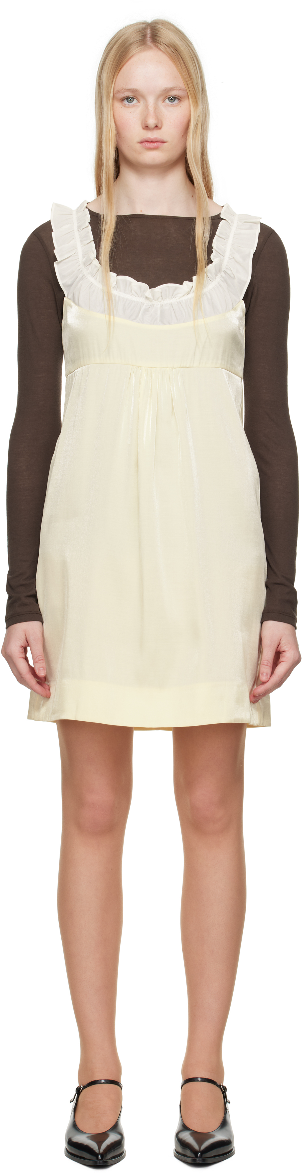 Shushu-tong Yellow Patchwork Sling Minidress In Fy100 Faint Yellow