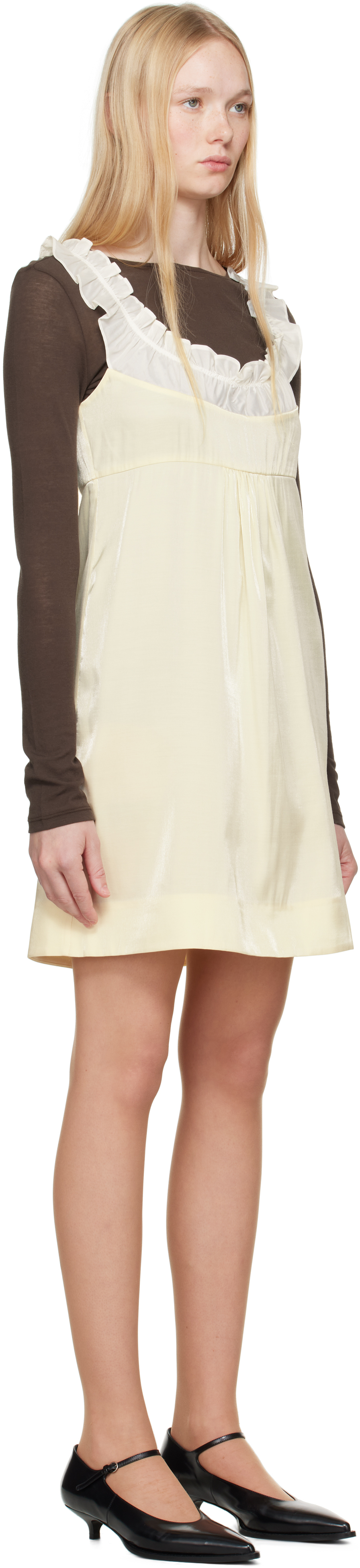 Shushu-tong Yellow Patchwork Sling Minidress In Fy100 Faint Yellow